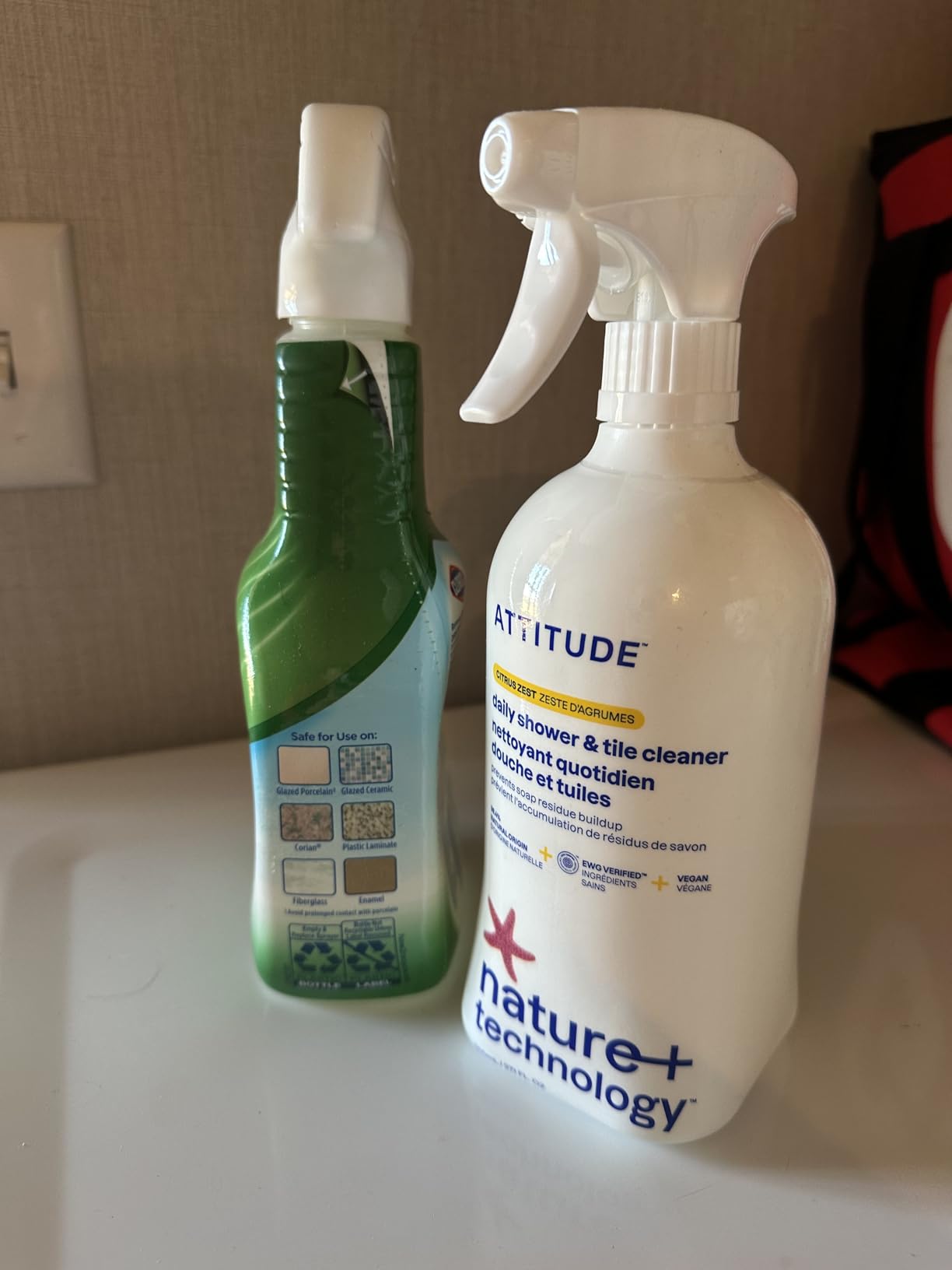 ATTITUDE Shower & Tile Cleaner, EWG Verified, Plant-Based & Vegan Bathroom Spray, Removes Soap Scum & Grime, Citrus Zest Scent, 27.1 Fl Oz - Customer Photo 5