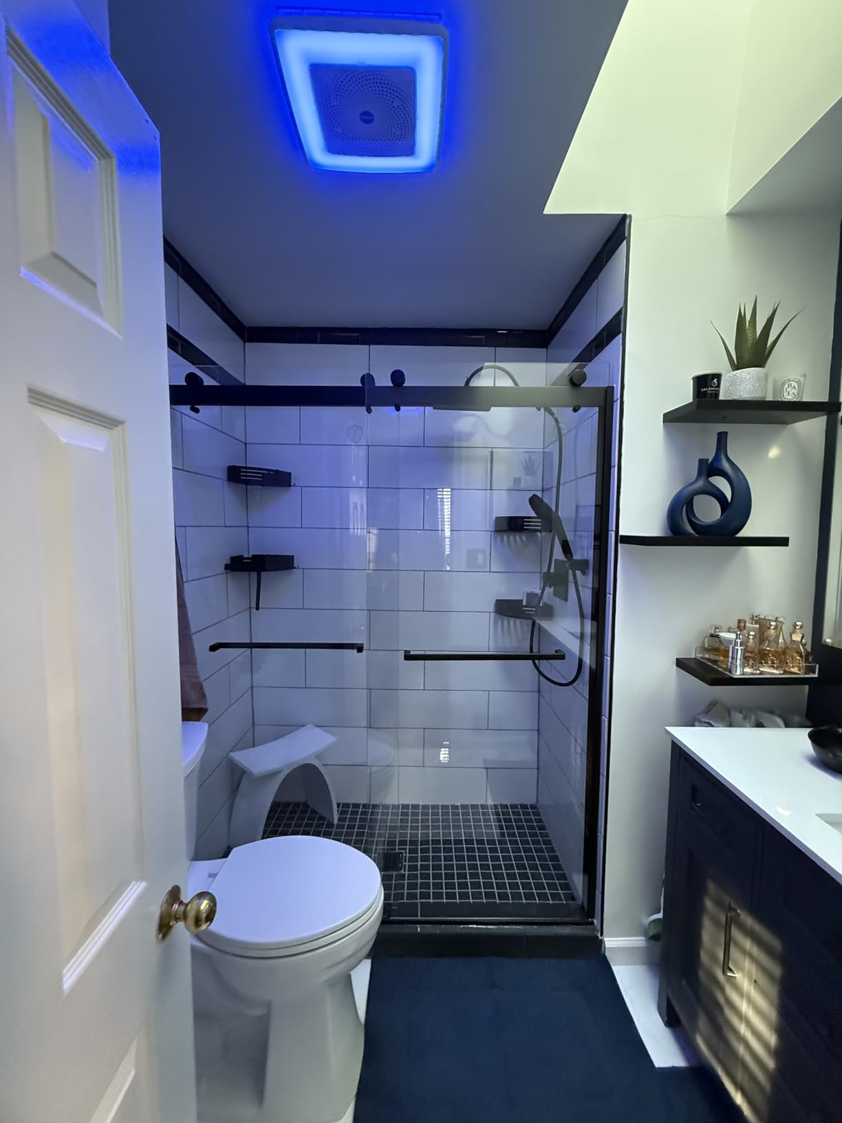 Broan-NuTone ChromaComfort Bathroom Exhaust Fan with Bluetooth Speaker, Powerful 110CFM/1.5 Sones, 24-color LED Light, SPK110RGBL, Wall Switch Customer Review Broan-NuTone ChromaComfort Bathroom Exhaust Fan with Bluetooth Speaker, Powerful 110CFM/1.5 Sones, 24-color LED Light, SPK110RGBL, Wall Switch - Customer Photo 1