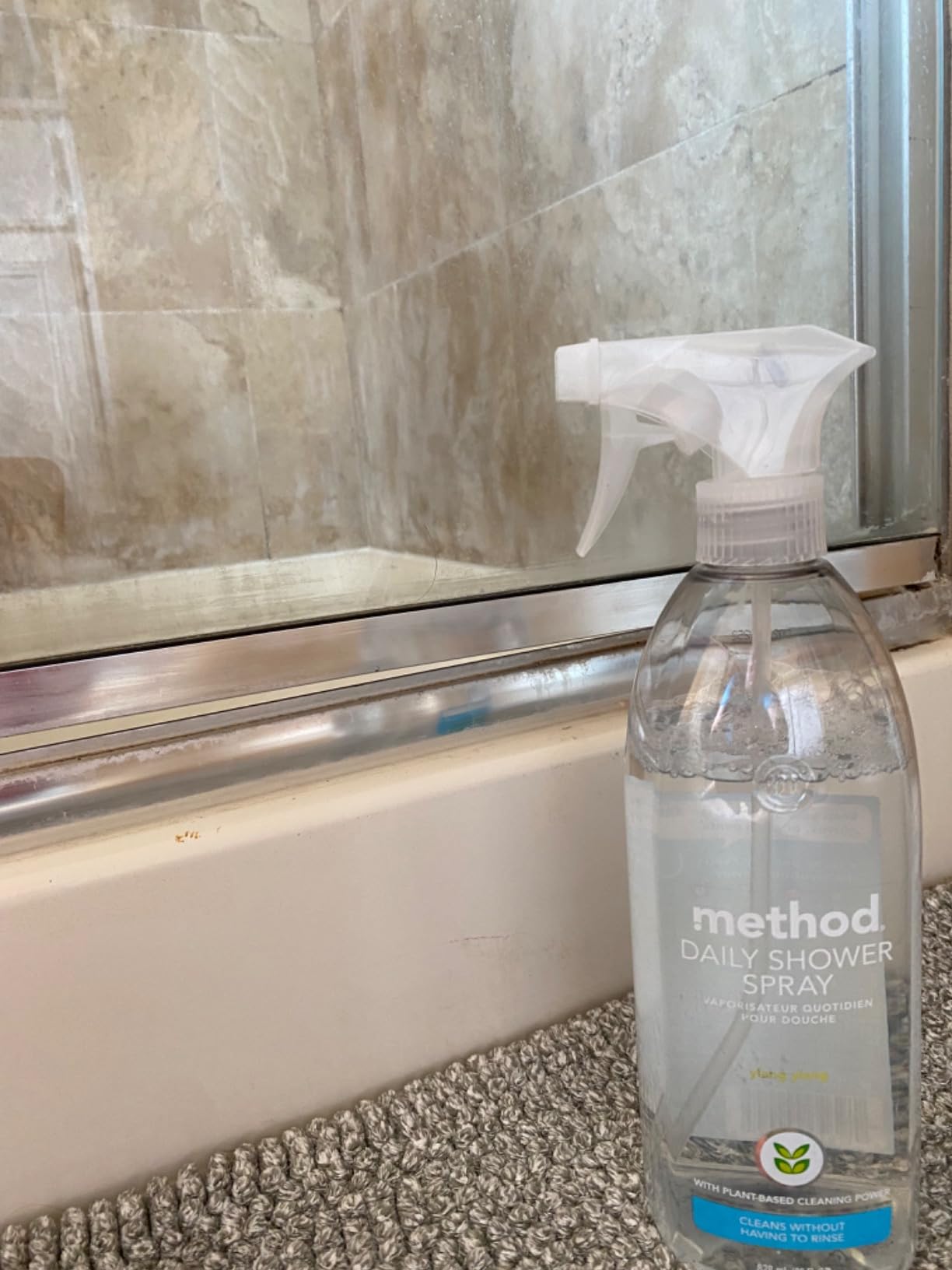 Method Daily Shower Cleaner Spray, Ylang Ylang, For Showers, Tile, Fixtures, Glass and Tubs, 28 oz spray bottle (Pack of 1) Customer Review Method Daily Shower Cleaner Spray, Ylang Ylang, For Showers, Tile, Fixtures, Glass and Tubs, 28 oz spray bottle (Pack of 1) - Customer Photo 2