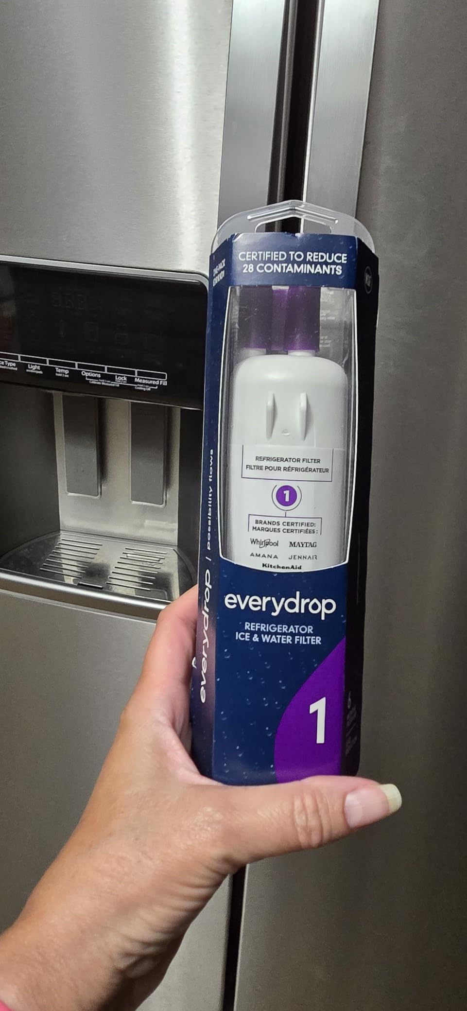 everydrop by Whirlpool Ice and Water Refrigerator Filter 1, EDR1RXD1, Single-Pack , Purple Customer Review everydrop by Whirlpool Ice and Water Refrigerator Filter 1, EDR1RXD1, Single-Pack , Purple - Customer Photo 1