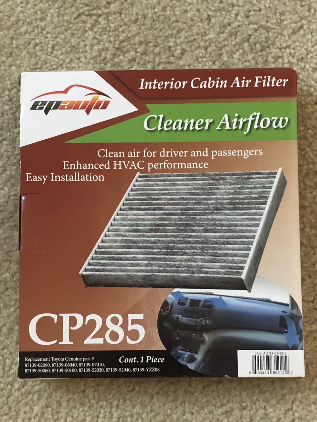 EPAuto CP285 (CF10285) Premium Cabin Air Filter includes Activated Carbon Customer Review EPAuto CP285 (CF10285) Premium Cabin Air Filter includes Activated Carbon - Customer Photo 2