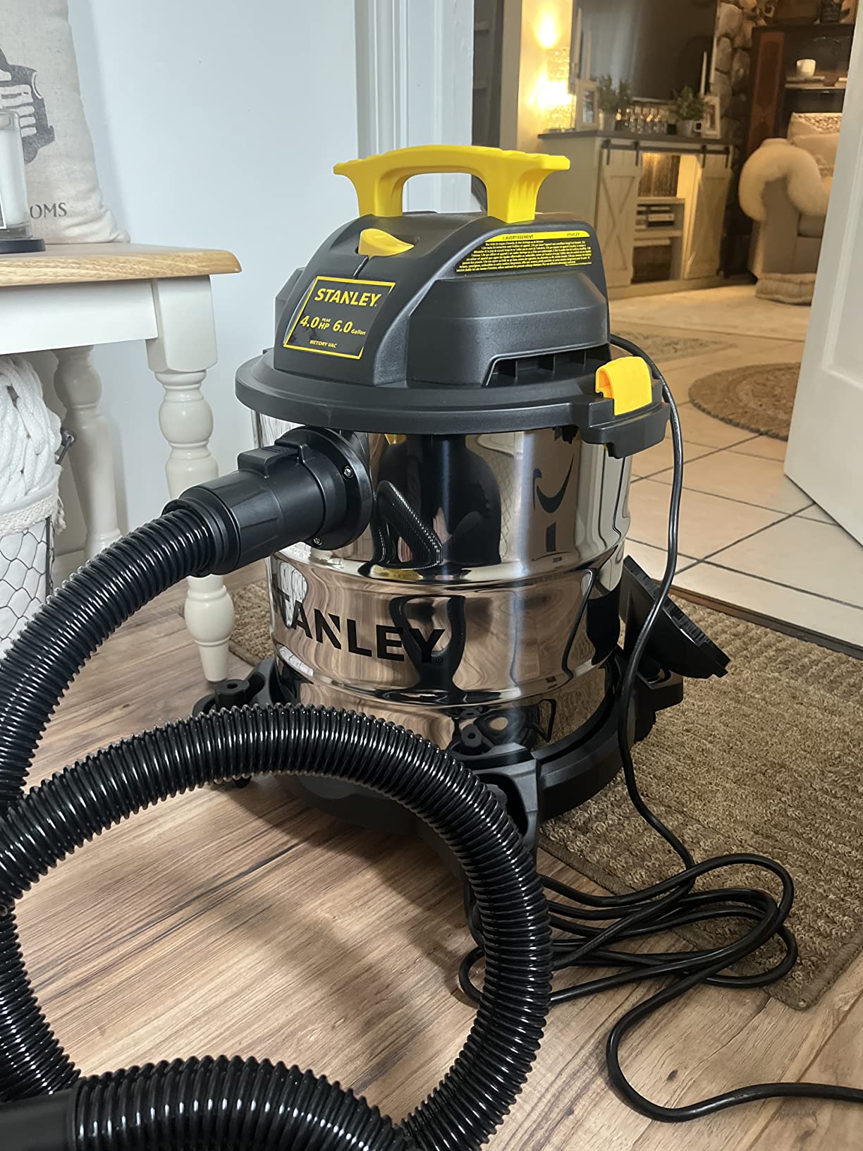 STANLEY SL18116 Wet/Dry Vacuum, 6 Gallon, 4 Horsepower, Stainless Steel Tank, 4.0 HP, Silver+Yellow Customer Review STANLEY SL18116 Wet/Dry Vacuum, 6 Gallon, 4 Horsepower, Stainless Steel Tank, 4.0 HP, Silver+Yellow - Customer Photo 2