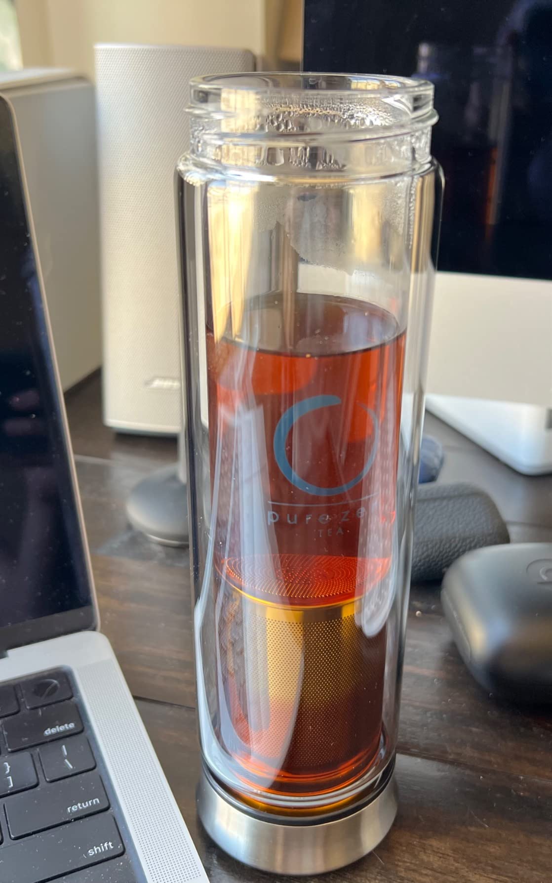 Pure Zen Tea Tumbler with Infuser - Double Wall Glass Travel Mug with Stainless Steel Filter - Leakproof Tea Infuser Bottle for Loose Leaf Infusions and Fruit Infused Water - Unique Gift Set - 13 oz Customer Review Pure Zen Tea Tumbler with Infuser - Double Wall Glass Travel Mug with Stainless Steel Filter - Leakproof Tea Infuser Bottle for Loose Leaf Infusions and Fruit Infused Water - Unique Gift Set - 13 oz - Customer Photo 2