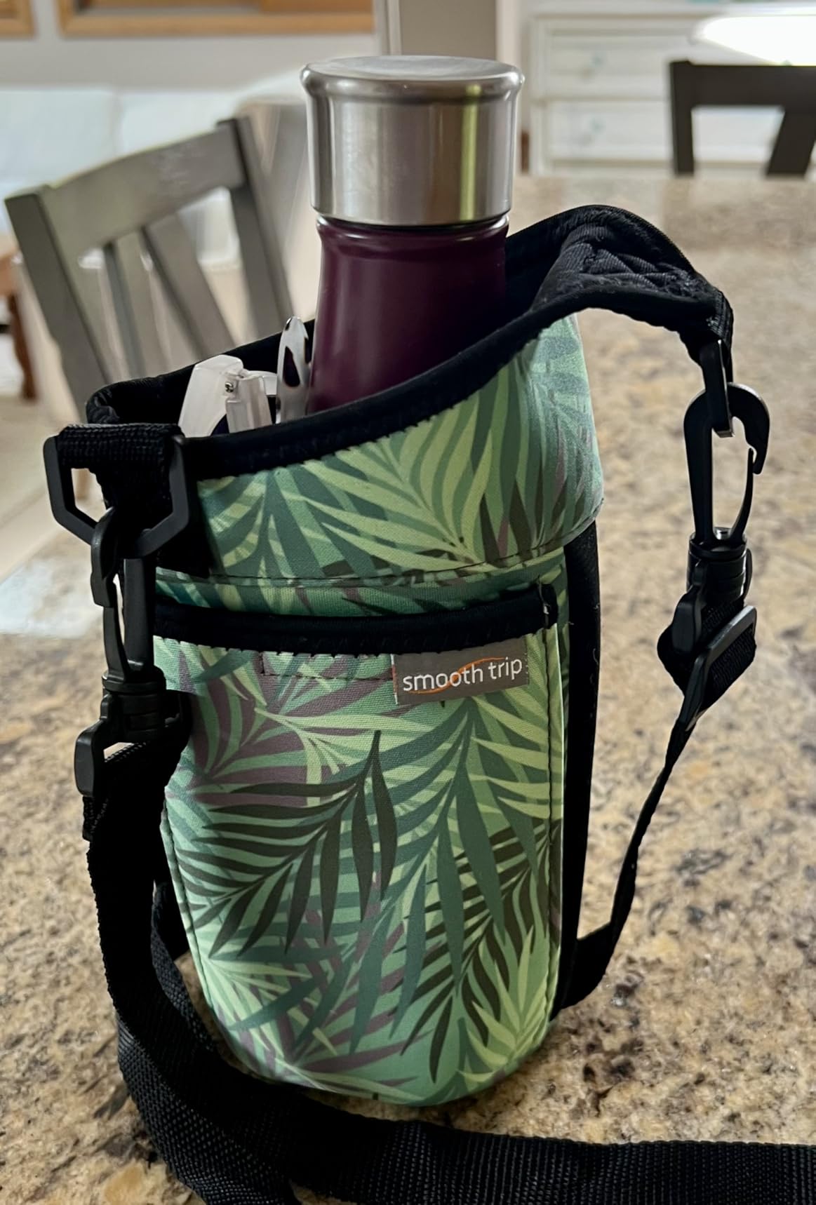 Smooth Trip AquaPockets Water Bottle Holder - Insulating Neoprene Sling Bag With Phone Pouch and Adjustable Strap for Walking and Hiking - Fits up to 32 oz. Bottles Customer Review Smooth Trip AquaPockets Water Bottle Holder - Insulating Neoprene Sling Bag With Phone Pouch and Adjustable Strap for Walking and Hiking - Fits up to 32 oz. Bottles - Customer Photo 1