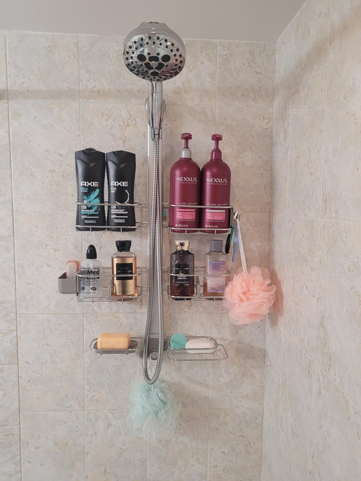 simplehuman Adjustable and Extendable Shower Caddy XL, Stainless Steel and Anodized Aluminum Customer Review simplehuman Adjustable and Extendable Shower Caddy XL, Stainless Steel and Anodized Aluminum - Customer Photo 1