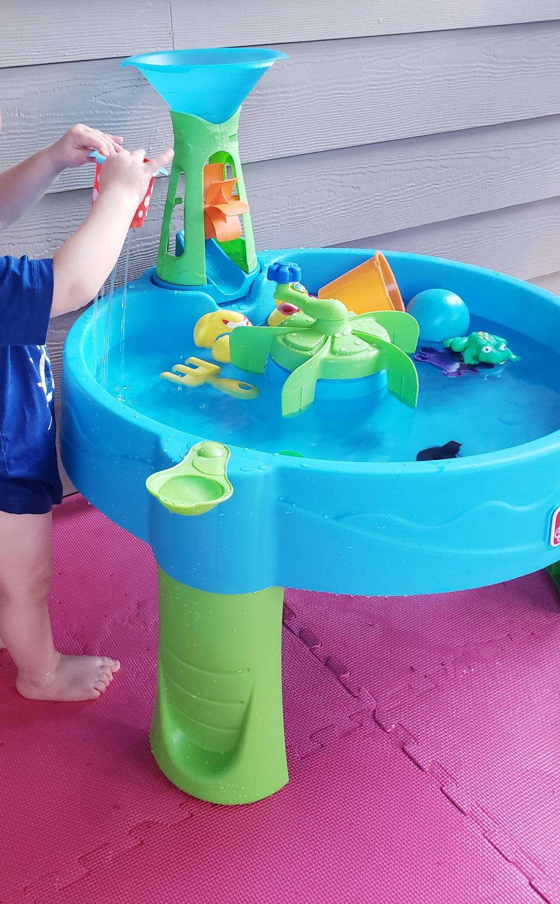 Step2 Summer Showers Splash Tower Water Table for Kids, Outdoor Kids Water Sensory Table, Ages 1.5+ Years Old, 8 Piece Water Toy Accessories, Blue & Green Customer Review Step2 Summer Showers Splash Tower Water Table for Kids, Outdoor Kids Water Sensory Table, Ages 1.5+ Years Old, 8 Piece Water Toy Accessories, Blue & Green - Customer Photo 1