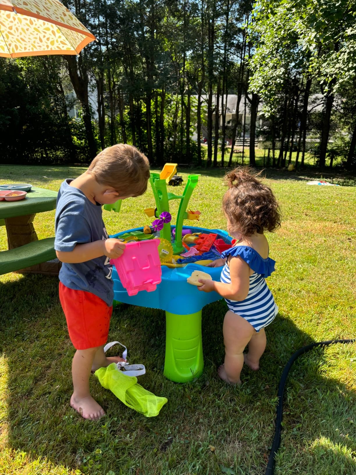 Step2 Summer Showers Splash Tower Water Table for Kids, Outdoor Kids Water Sensory Table, Ages 1.5+ Years Old, 8 Piece Water Toy Accessories, Blue & Green Customer Review Step2 Summer Showers Splash Tower Water Table for Kids, Outdoor Kids Water Sensory Table, Ages 1.5+ Years Old, 8 Piece Water Toy Accessories, Blue & Green - Customer Photo 2