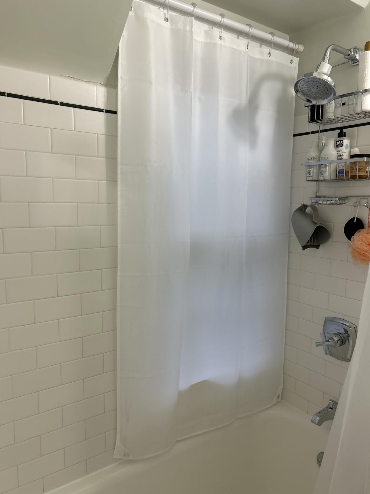 N&Y HOME Fabric Shower Curtain Liner Solid White with Magnets, Hotel Quality, Machine Washable, 70 x 72 inches for Bathroom - Customer Photo 1