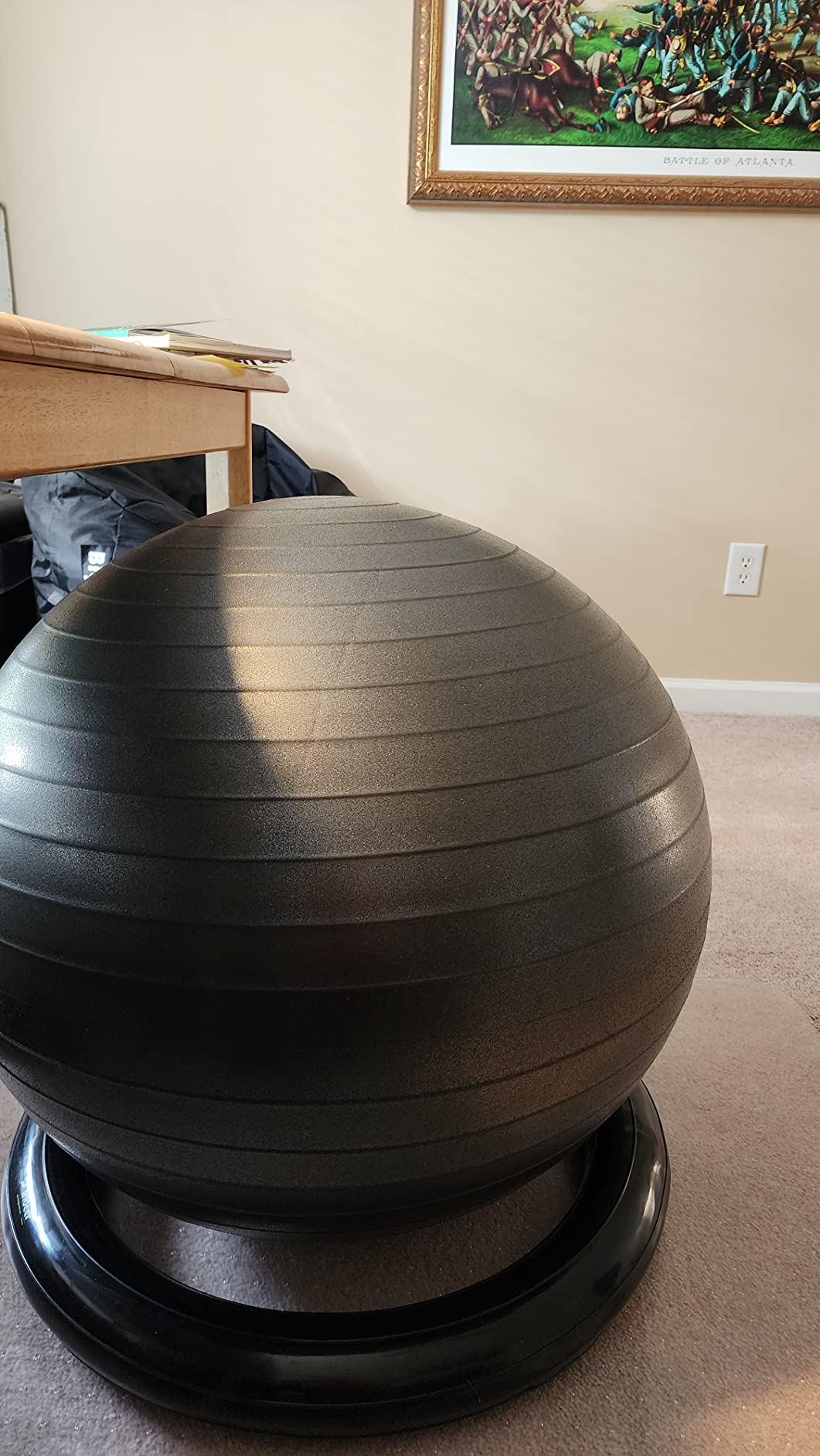 Trideer Exercise Yoga Ball Chair with Base for Home Office Desk, Stability & Fitness Ball Seat to Relieve Back Pain, Home Gym Workout for Abs, Pregnancy Ball with Pump Customer Review Trideer Exercise Yoga Ball Chair with Base for Home Office Desk, Stability & Fitness Ball Seat to Relieve Back Pain, Home Gym Workout for Abs, Pregnancy Ball with Pump - Customer Photo 1