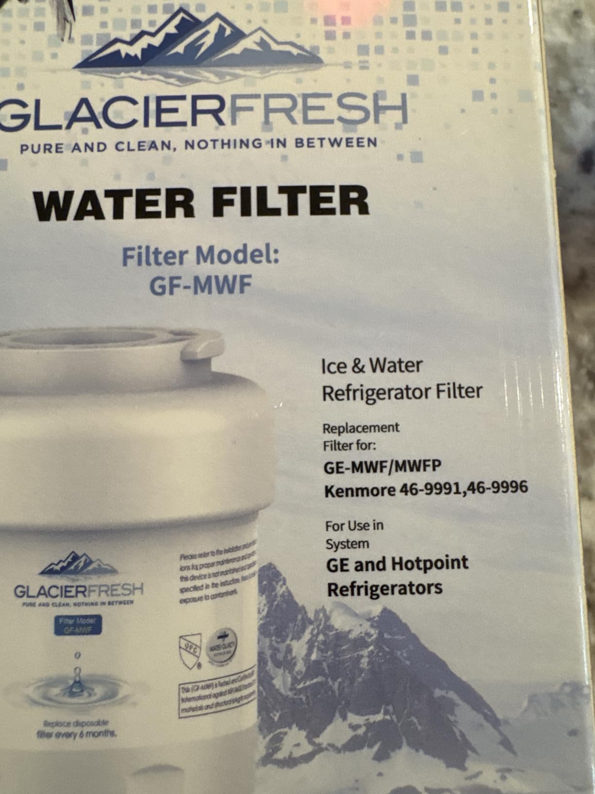 GLACIER FRESH Replacement for MWF Refrigerator Water Filters, SmartWater MWFP, MWFA, GWF, HDX FMG-1, WFC1201, RWF1060, 197D6321P006, Kenmore 9991, 1 Pack Customer Review GLACIER FRESH Replacement for MWF Refrigerator Water Filters, SmartWater MWFP, MWFA, GWF, HDX FMG-1, WFC1201, RWF1060, 197D6321P006, Kenmore 9991, 1 Pack - Customer Photo 1