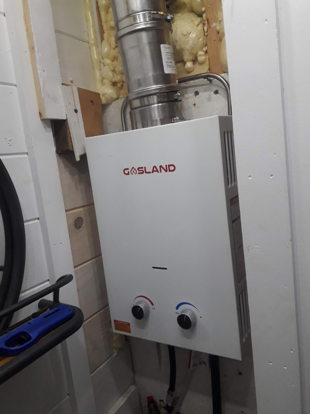 GASLAND BS318 Outdoor Propane Tankless Water Heater 3.18GPM, 12L Portable Hot Water Heater for Cabin, Barn, Camping, RV, Overheating Protection, Easy to Install, White Customer Review GASLAND BS318 Outdoor Propane Tankless Water Heater 3.18GPM, 12L Portable Hot Water Heater for Cabin, Barn, Camping, RV, Overheating Protection, Easy to Install, White - Customer Photo 2
