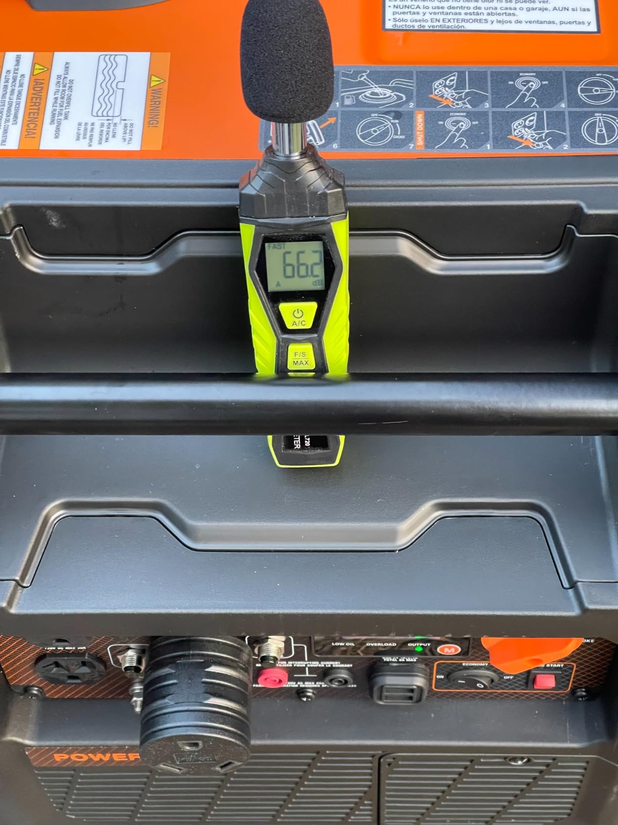 Generac 7127 iQ3500 3,500-Watt Gas-Powered Portable Inverter Generator - Durable, Lightweight Design - Speed Selection for Quiet Performance or Maximum Power - CARB Compliant - Orange/Black Customer Review Generac 7127 iQ3500 3,500-Watt Gas-Powered Portable Inverter Generator - Durable, Lightweight Design - Speed Selection for Quiet Performance or Maximum Power - CARB Compliant - Orange/Black - Customer Photo 2