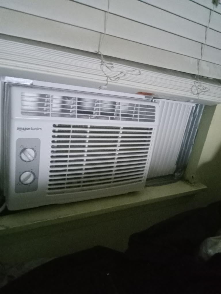 Amazon Basics 5000-BTU Small Window Air Conditioner, Up to 150 Sqf, Window AC Units with Cool and Fan Functions, Washable Filter, Adjustable Window Kit, Intuitive Mechanical Controls, White Customer Review Amazon Basics 5000-BTU Small Window Air Conditioner, Up to 150 Sqf, Window AC Units with Cool and Fan Functions, Washable Filter, Adjustable Window Kit, Intuitive Mechanical Controls, White - Customer Photo 2