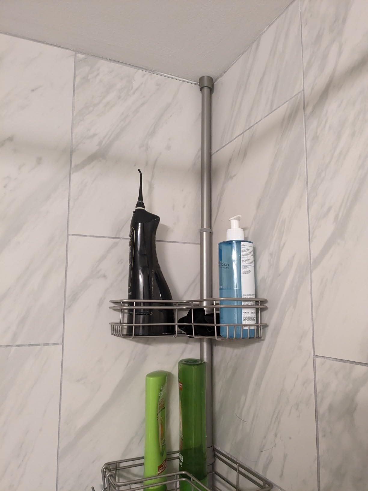 Zenna Home Tension Pole Shower Caddy Corner Organizer, Adjustable Standing Shower Caddy with 4 L-shaped Baskets and Hooks, Rust Resistant Bathroom Tension Rod Organizer, 60 to 97 Inch, Satin Nickel Customer Review Zenna Home Tension Pole Shower Caddy Corner Organizer, Adjustable Standing Shower Caddy with 4 L-shaped Baskets and Hooks, Rust Resistant Bathroom Tension Rod Organizer, 60 to 97 Inch, Satin Nickel - Customer Photo 1