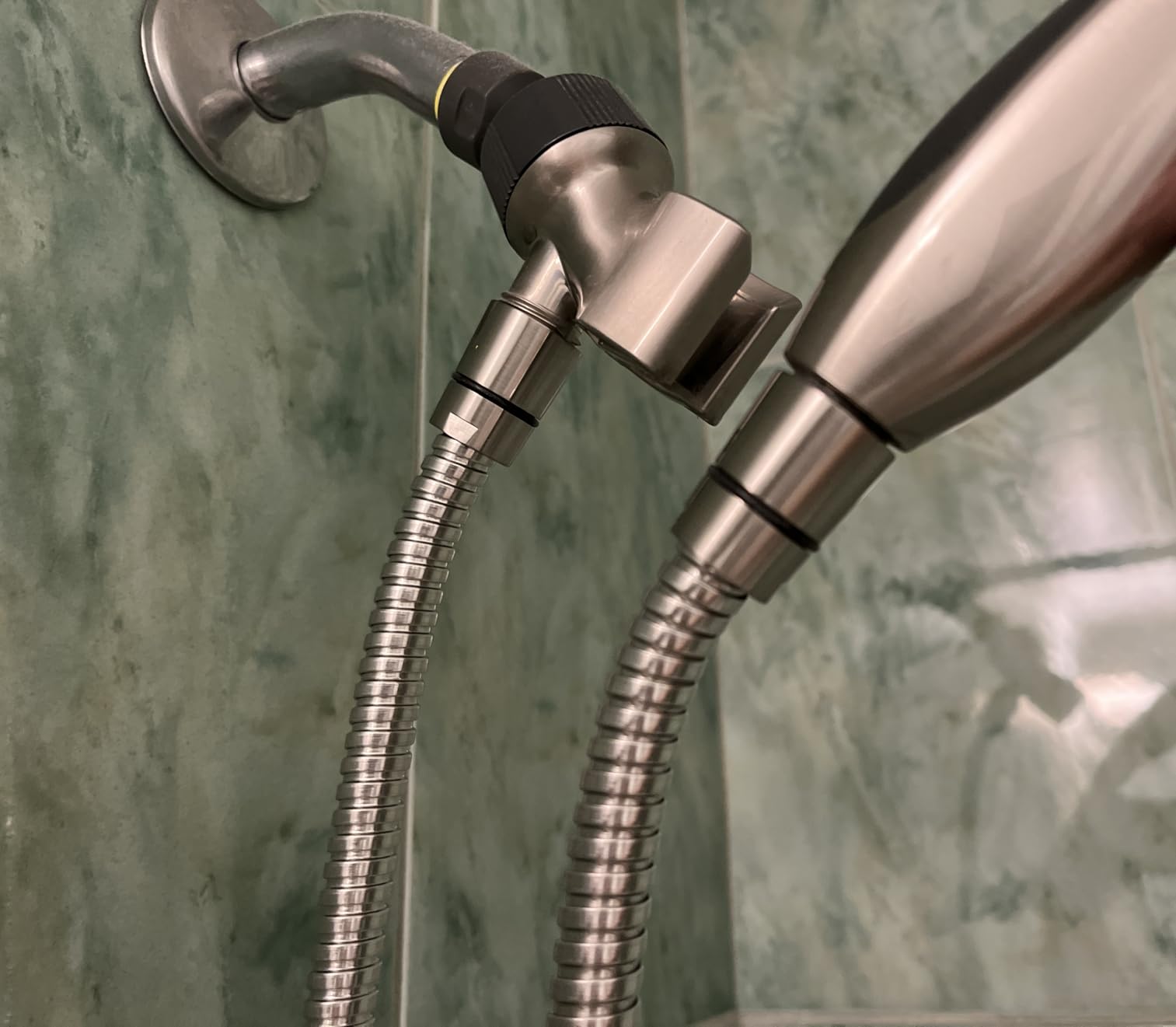 Shower Hose, 79 Inches Extra Long Stainless Steel Handheld Shower Head Hose with Brass Insert and Nut - Durable and Flexible(Chrome) Customer Review Shower Hose, 79 Inches Extra Long Stainless Steel Handheld Shower Head Hose with Brass Insert and Nut - Durable and Flexible(Chrome) - Customer Photo 2