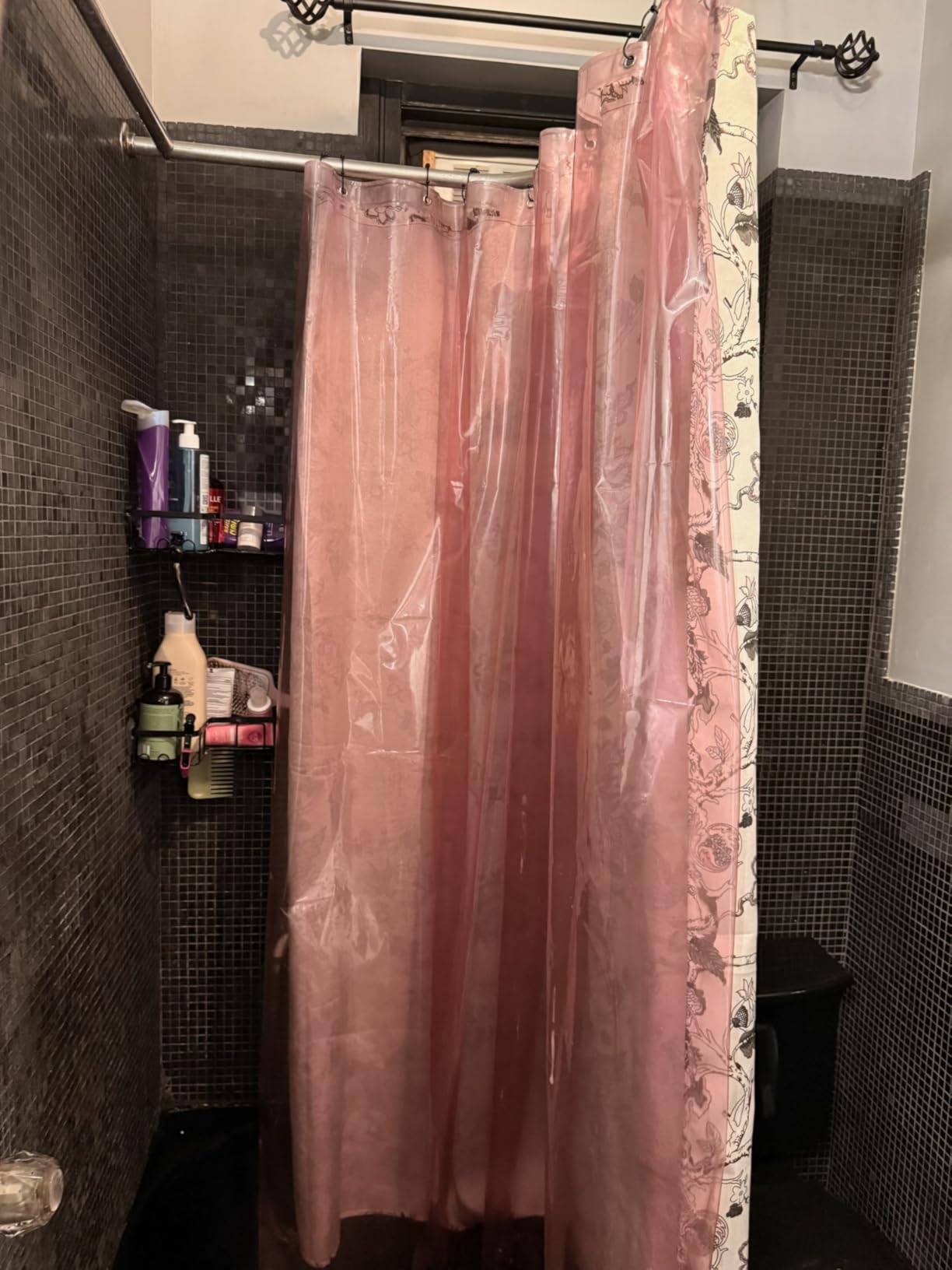 Shower Curtain Liner with 6 Magnets - Heavy Duty PEVA Plastic Shower Curtain for Bathroom, Waterproof Vinyl & See Through Bath Liner, Metal Grommets - Clear, 72x72 - Customer Photo 1
