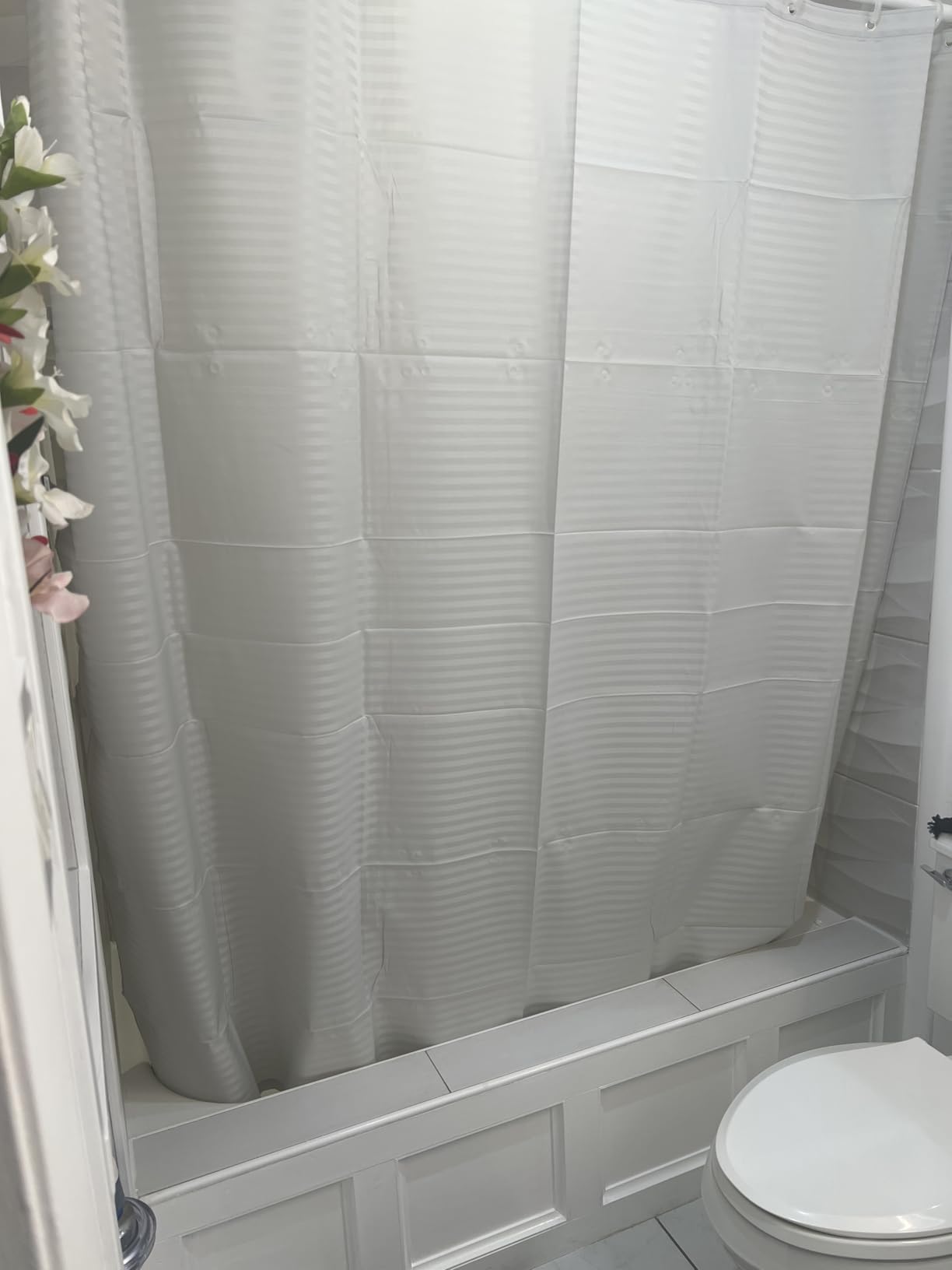 CLOROX 2-in-1 Bathroom Shower Curtain Liner, Durable Fabric, Weighted Magnets for Bath Water Control, Washable Premium Quality, Modern - 72