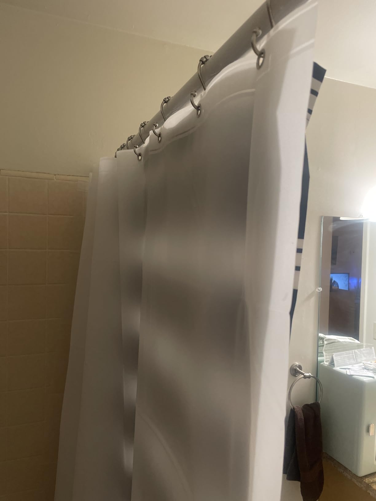 BigFoot Clear Shower Curtain Liner - 72x72 Odorless Plastic with Magnets, Washable Long Bathroom Curtain - Premium PEVA Waterproof Bath Shower Liner, Rust-Proof Bathroom Essentials - Customer Photo 1