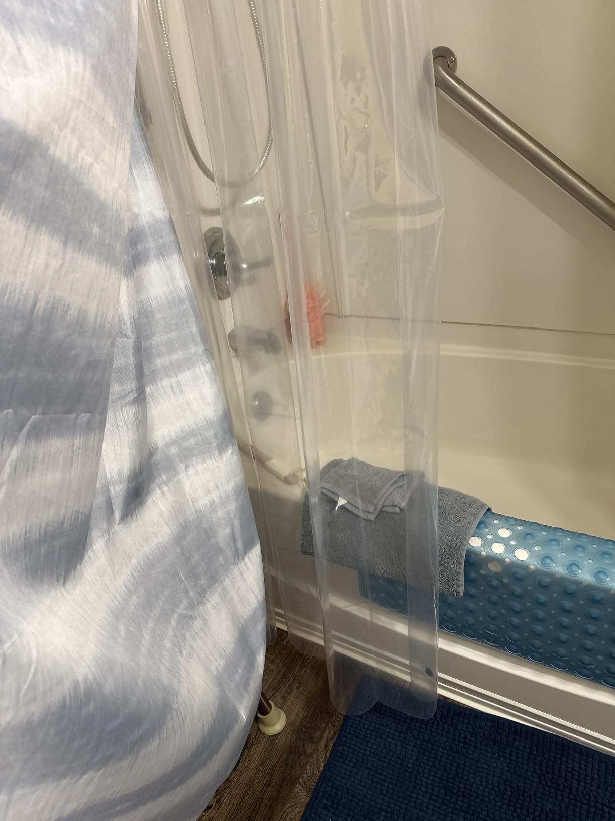 BigFoot Clear Shower Curtain Liner - 72x72 Odorless Plastic with Magnets, Washable Long Bathroom Curtain - Premium PEVA Waterproof Bath Shower Liner, Rust-Proof Bathroom Essentials - Customer Photo 2