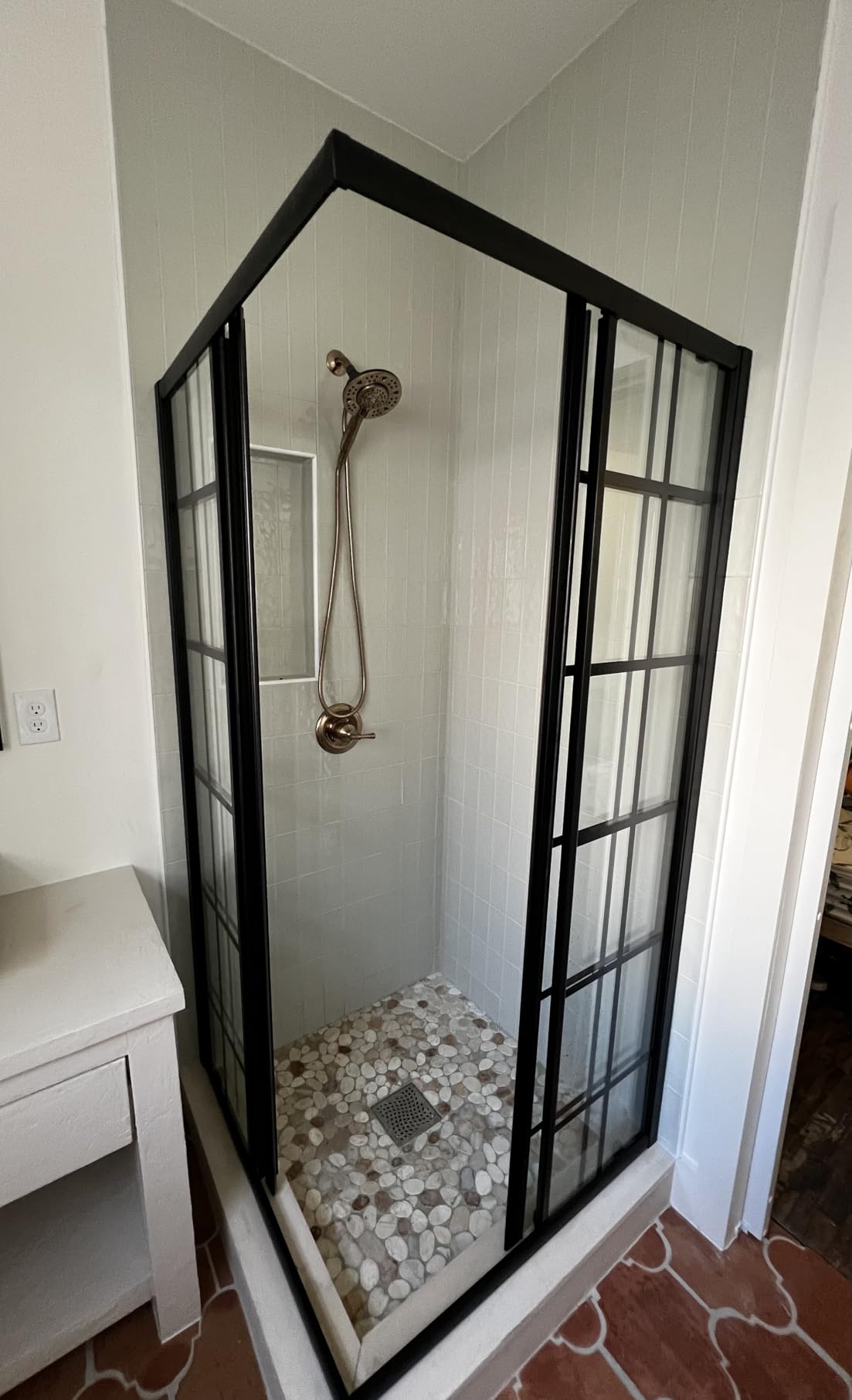 ELEGANT Corner Shower Enclosure For Bathroom 36 in.D x 36 in. W x 72 in. H, Double Sliding Shower Door with 1/4 in. Clear Glass, Chrome Finish (Shower Base Not Included) Customer Review ELEGANT Corner Shower Enclosure For Bathroom 36 in.D x 36 in. W x 72 in. H, Double Sliding Shower Door with 1/4 in. Clear Glass, Chrome Finish (Shower Base Not Included) - Customer Photo 1