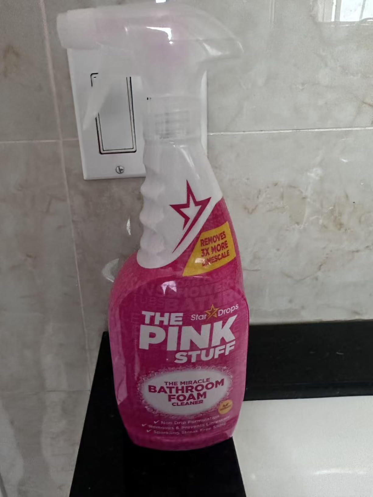 Stardrops - The Pink Stuff - Miracle Bathroom Foam Cleaner 750ml - Baths, Tiles, Soap Scum, Limescale, Streak Free Customer Review Stardrops - The Pink Stuff - Miracle Bathroom Foam Cleaner 750ml - Baths, Tiles, Soap Scum, Limescale, Streak Free - Customer Photo 5