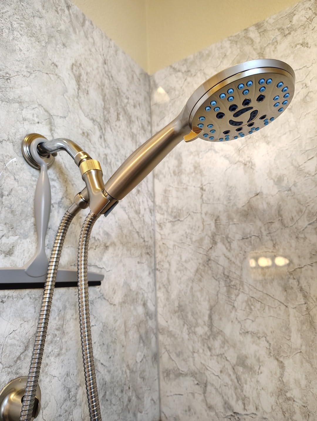 Hotel Spa AquaCare High Pressure 8-mode Handheld Shower Head - Anti-clog Nozzles, Built-in Power Wash to Clean Tub, Tile & Pets, Extra Long 6 ft. Stainless Steel Hose, Wall & Overhead Brackets - Customer Photo 2