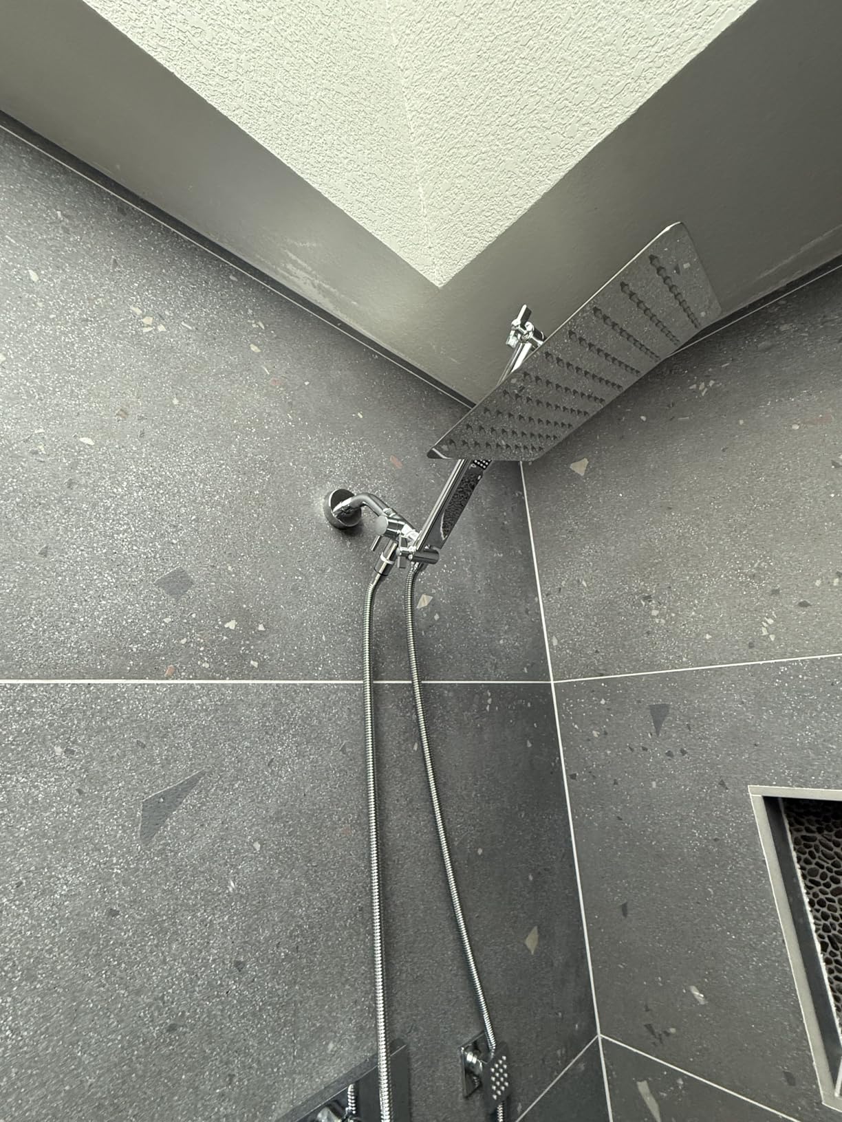 G-Promise All Metal 8 Inch Dual Square Shower Head with Handheld Spray Combo, Rain Shower Head, Adjustable Extension Arm, 3-Way Diverter, 71 Inch Extra Long Hose - A Bathroom Upgrade (Brushed Nickel) Customer Review G-Promise All Metal 8 Inch Dual Square Shower Head with Handheld Spray Combo, Rain Shower Head, Adjustable Extension Arm, 3-Way Diverter, 71 Inch Extra Long Hose - A Bathroom Upgrade (Brushed Nickel) - Customer Photo 2