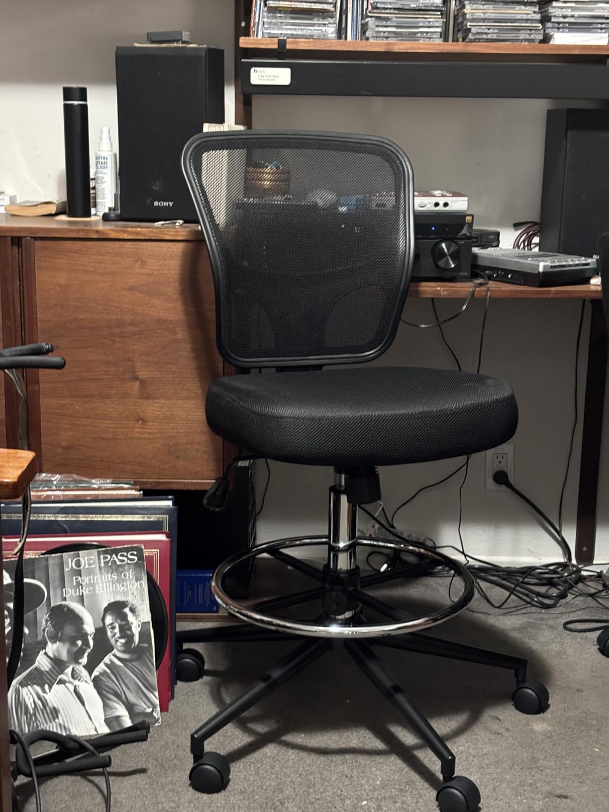 Armless Drafting Chair Tall Office Chair Adjustable Height High Back Ergonomic Desk Chair Drafting Stool Rolling Bar Stools Chairs with Footrest and Wheels - Customer Photo 1