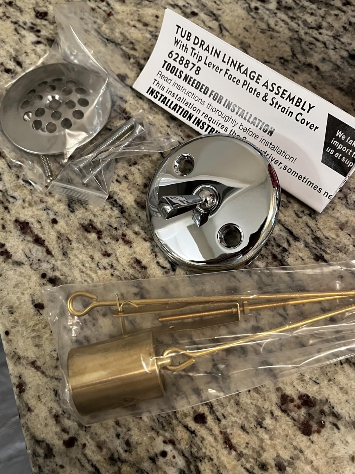 Tub Drain Linkage Assembly with Trip Lever and Strainer Done Cove, Fit for Trip Lever Bath Tub Waste and Overflow Drain by Artiwell - Customer Photo 1