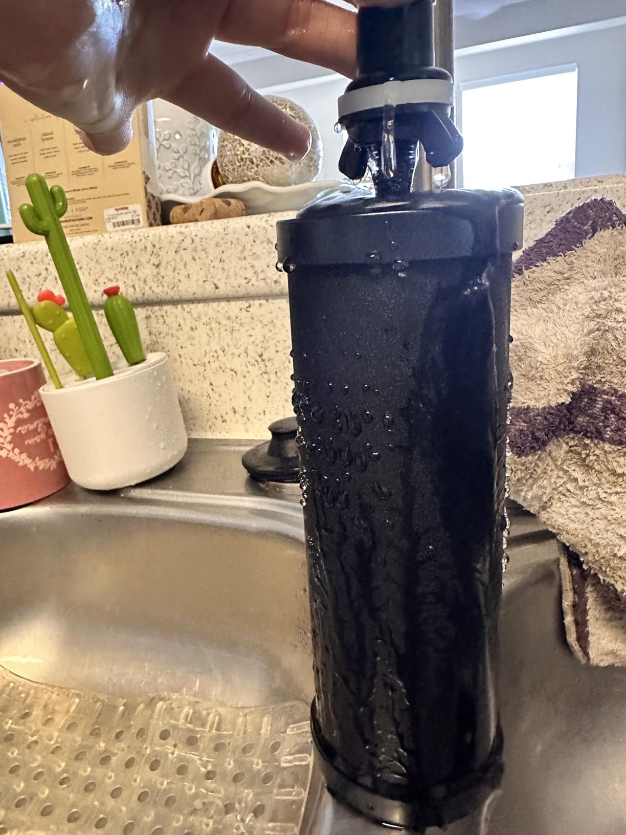Purewell 3-Stage 0.01μm Ultra-Filtration Gravity Water Filter System, NSF/ANSI 42&372 Certification, 304 Stainless Steel Countertop System with 2 Filters and Stand, Reduce 99% Chlorine, 2.25G, PW-OB Customer Review Purewell 3-Stage 0.01μm Ultra-Filtration Gravity Water Filter System, NSF/ANSI 42&372 Certification, 304 Stainless Steel Countertop System with 2 Filters and Stand, Reduce 99% Chlorine, 2.25G, PW-OB - Customer Photo 1