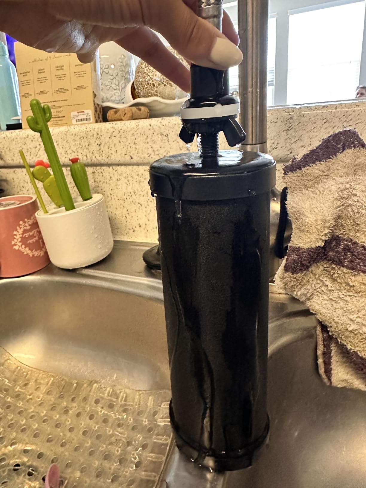Purewell 3-Stage 0.01μm Ultra-Filtration Gravity Water Filter System, NSF/ANSI 42&372 Certification, 304 Stainless Steel Countertop System with 2 Filters and Stand, Reduce 99% Chlorine, 2.25G, PW-OB Customer Review Purewell 3-Stage 0.01μm Ultra-Filtration Gravity Water Filter System, NSF/ANSI 42&372 Certification, 304 Stainless Steel Countertop System with 2 Filters and Stand, Reduce 99% Chlorine, 2.25G, PW-OB - Customer Photo 2