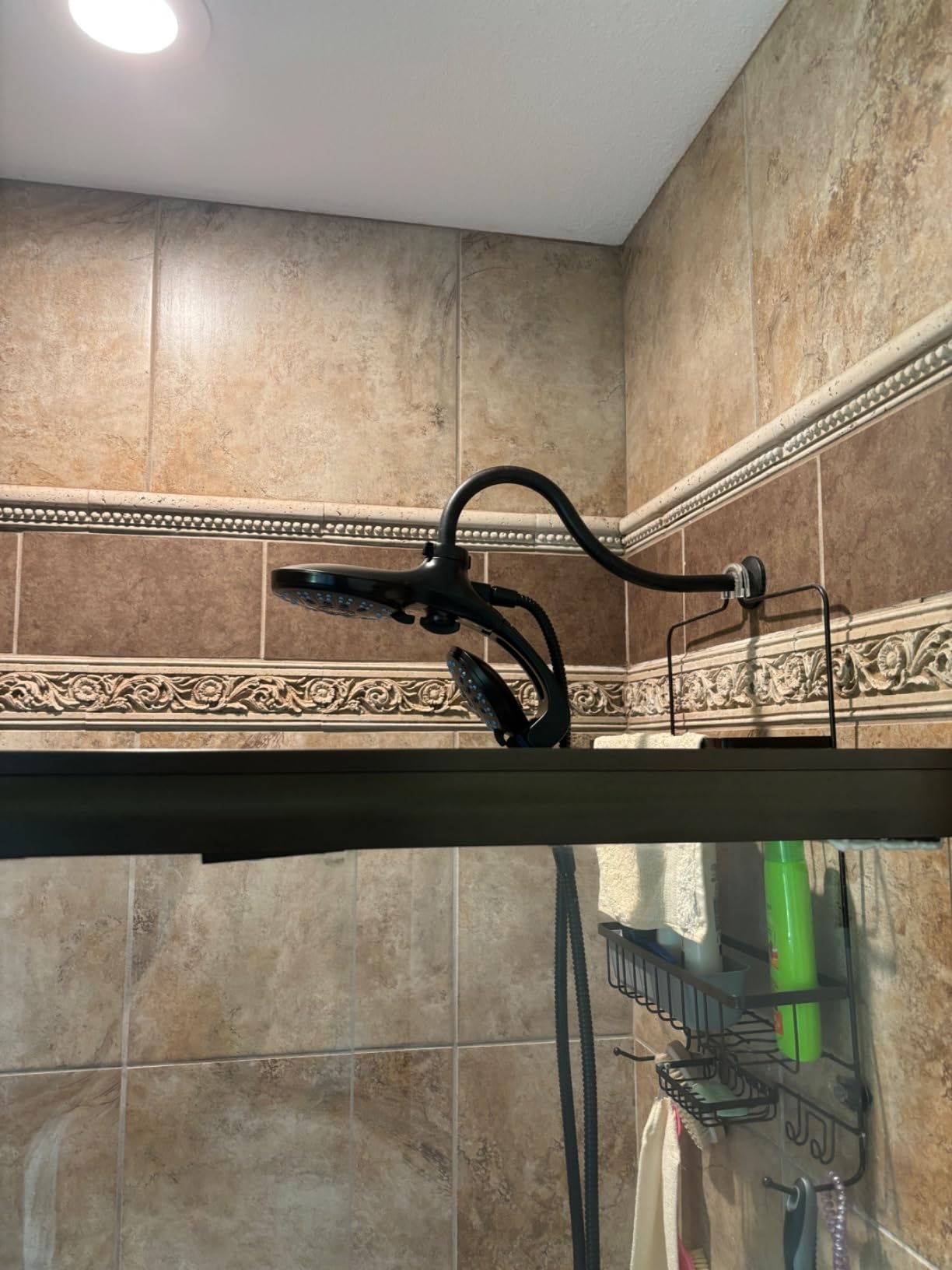 Hotel Spa AquaCare As-Seen-On-TV High Pressure Handheld/Rain 50-mode 3-way Shower Head Combo with Adjustable Arm - Anti-clog Nozzles, Tub & Pet Power Wash, 6 ft. Hose, Rubbed Bronze Finish Customer Review Hotel Spa AquaCare As-Seen-On-TV High Pressure Handheld/Rain 50-mode 3-way Shower Head Combo with Adjustable Arm - Anti-clog Nozzles, Tub & Pet Power Wash, 6 ft. Hose, Rubbed Bronze Finish - Customer Photo 1