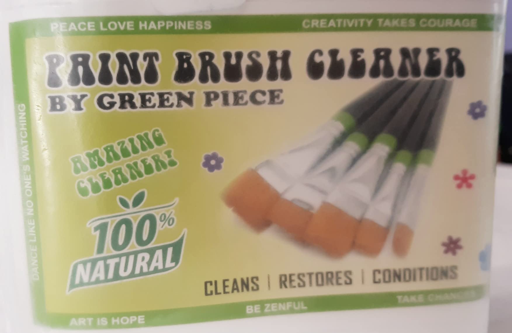 Green Piece® Paint Brush Cleaner and Restorer for Art Paint Brushes - 100% Natural - Non-Toxic - Wet or Dry Paint - No Chemicals - Oil or Acrylic Paints, Wood and Metal - Amazing Power - 18 Oz Customer Review Green Piece® Paint Brush Cleaner and Restorer for Art Paint Brushes - 100% Natural - Non-Toxic - Wet or Dry Paint - No Chemicals - Oil or Acrylic Paints, Wood and Metal - Amazing Power - 18 Oz - Customer Photo 3