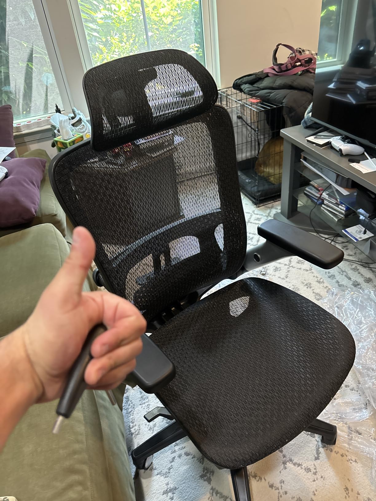 COLAMY Ergonomic Mesh Office Chair with Footrest, High Back Computer Executive Desk Chair with Headrest and 4D Flip-up Armrests, Adjustable Tilt Lock and Lumbar Support-Black Customer Review COLAMY Ergonomic Mesh Office Chair with Footrest, High Back Computer Executive Desk Chair with Headrest and 4D Flip-up Armrests, Adjustable Tilt Lock and Lumbar Support-Black - Customer Photo 3