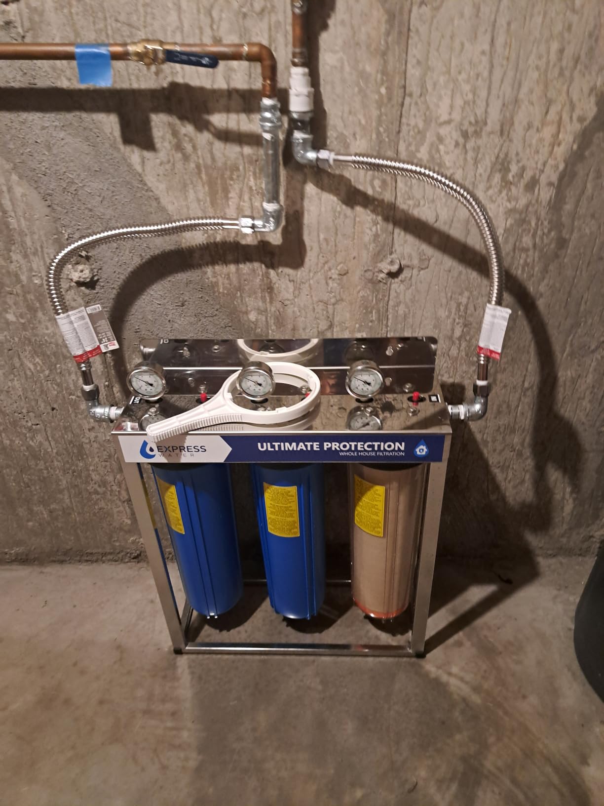 Express Water Whole House Water Filter System | ULTIMATE PROTECTION | 3 Stage Home Filtration, Top Tier Heavy Metal + Anti-Scale Filter, Highly Reduces Scale, Chloramine, Chlorine, PFAs, Lead, Arsenic Customer Review Express Water Whole House Water Filter System | ULTIMATE PROTECTION | 3 Stage Home Filtration, Top Tier Heavy Metal + Anti-Scale Filter, Highly Reduces Scale, Chloramine, Chlorine, PFAs, Lead, Arsenic - Customer Photo 1
