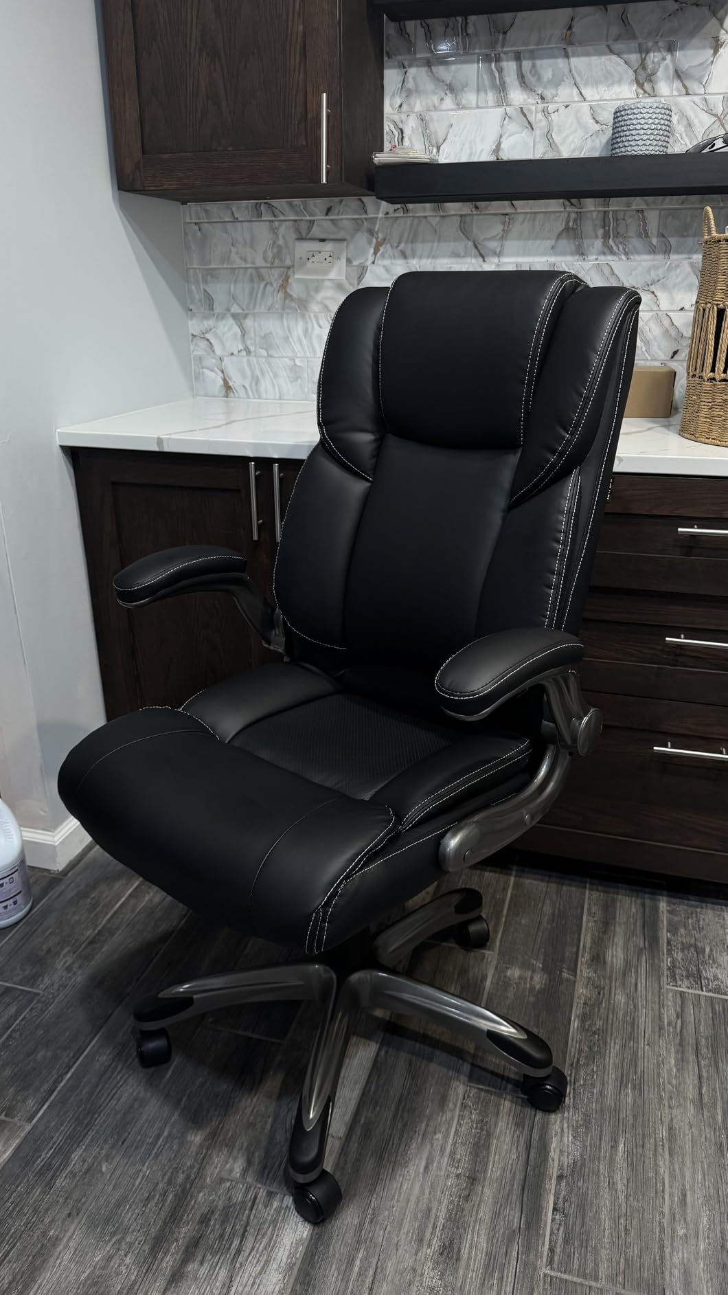 COLAMY High Back Executive Office Chair- Ergonomic Home Computer Desk Leather Chair with Padded Flip-up Arms, Adjustable Tilt Lock, Swivel Rolling Chair for Adult Working Study-Black Customer Review COLAMY High Back Executive Office Chair- Ergonomic Home Computer Desk Leather Chair with Padded Flip-up Arms, Adjustable Tilt Lock, Swivel Rolling Chair for Adult Working Study-Black - Customer Photo 2