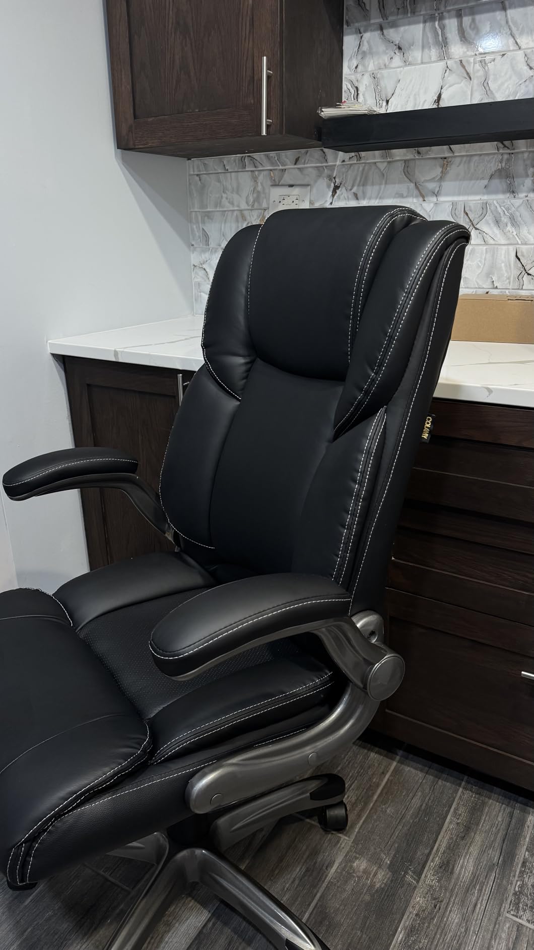 COLAMY High Back Executive Office Chair- Ergonomic Home Computer Desk Leather Chair with Padded Flip-up Arms, Adjustable Tilt Lock, Swivel Rolling Chair for Adult Working Study-Black Customer Review COLAMY High Back Executive Office Chair- Ergonomic Home Computer Desk Leather Chair with Padded Flip-up Arms, Adjustable Tilt Lock, Swivel Rolling Chair for Adult Working Study-Black - Customer Photo 2