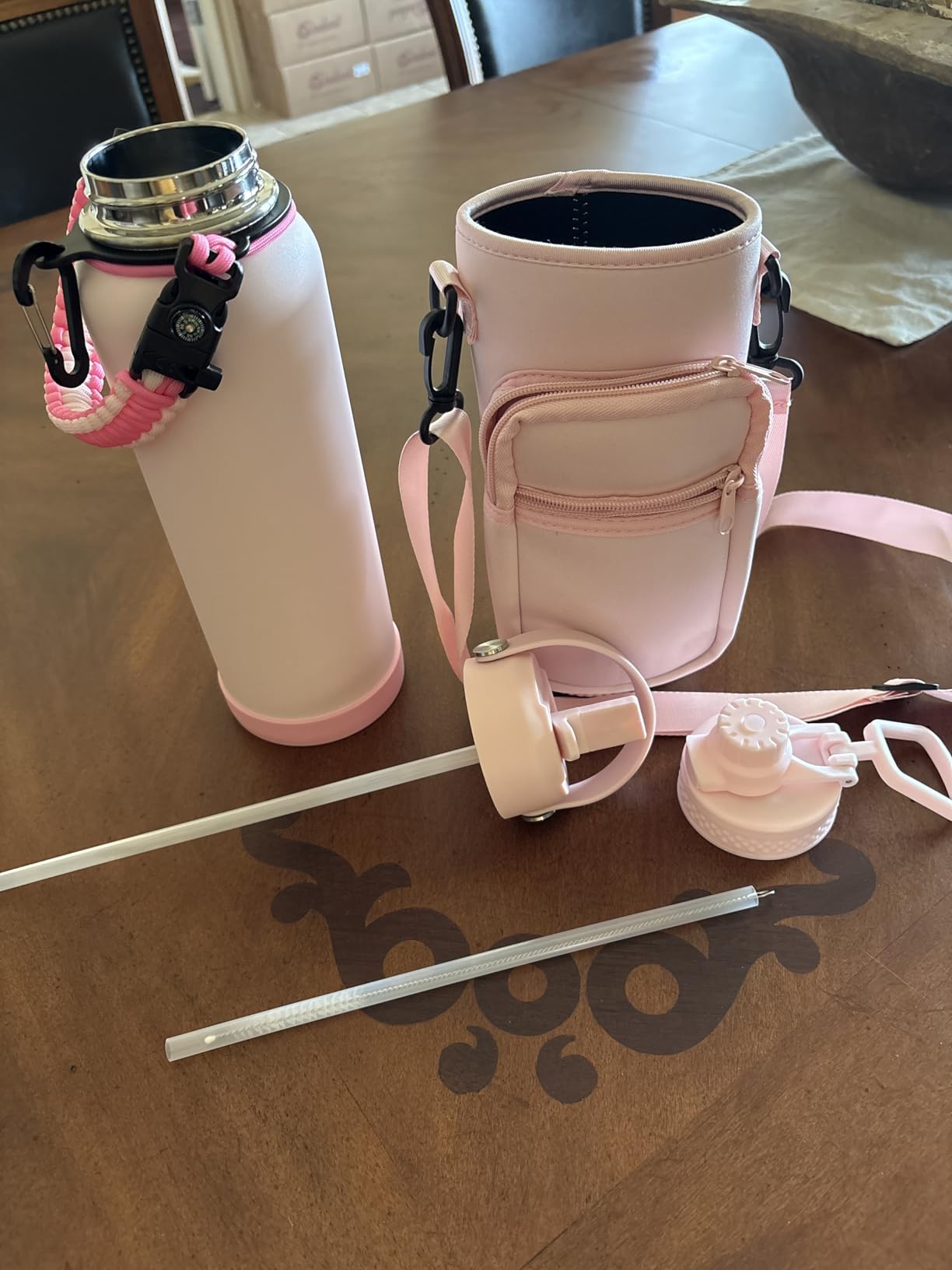 Insulated Stainless Steel Water Bottle - 32/40/64/128 oz Water Bottles with Straw & Spout Lids, Paracord Handle and Carrier Pouch, Workout Water Flask Bottle for Women Men Sport Activities Customer Review Insulated Stainless Steel Water Bottle - 32/40/64/128 oz Water Bottles with Straw & Spout Lids, Paracord Handle and Carrier Pouch, Workout Water Flask Bottle for Women Men Sport Activities - Customer Photo 2