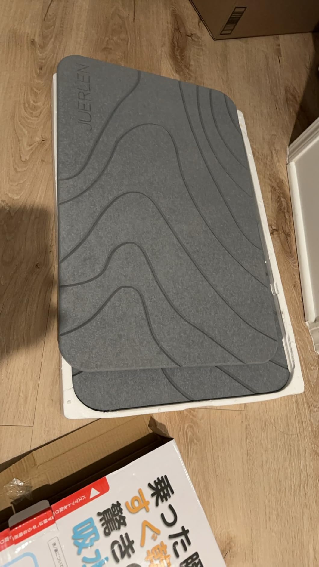 2 Pack Diatomaceous Earth Shower Mat, Stone Bath Mat, Nonslip Super Absorbent Fast-Drying Hard Bath Mat for Bathroom Shower Floor, 24 x 16 inch, Grey Wave Design Customer Review 2 Pack Diatomaceous Earth Shower Mat, Stone Bath Mat, Nonslip Super Absorbent Fast-Drying Hard Bath Mat for Bathroom Shower Floor, 24 x 16 inch, Grey Wave Design - Customer Photo 2