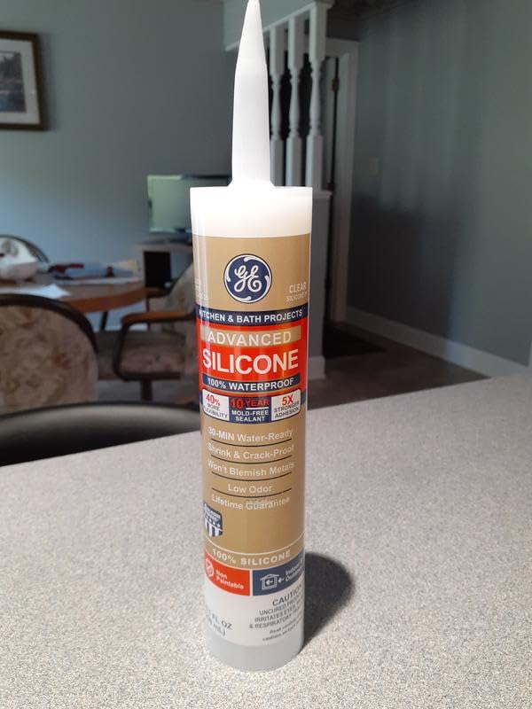GE Advanced Silicone Caulk for Kitchen & Bathroom, White, 2.8 fl oz Tube, 1 Pack - 100% Waterproof Silicone Sealant, 5X Stronger Adhesion, Shrink & Crack Proof Customer Review GE Advanced Silicone Caulk for Kitchen & Bathroom, White, 2.8 fl oz Tube, 1 Pack - 100% Waterproof Silicone Sealant, 5X Stronger Adhesion, Shrink & Crack Proof - Customer Photo 1