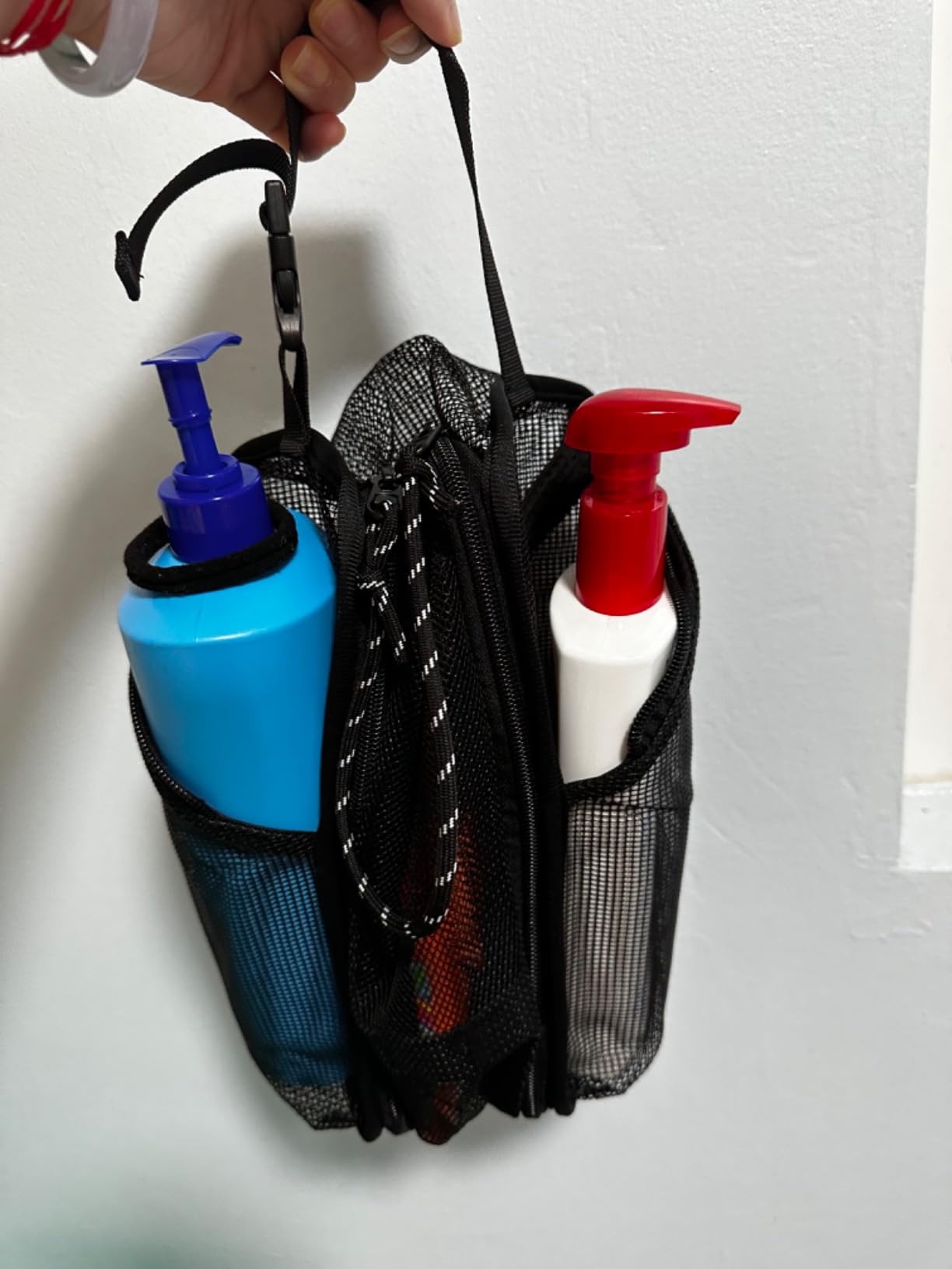 Cosmos Mesh Shower Caddy Toiletry Organizer Hanging Shower Tote Bag, Quick Dry Shower Organizer Portable Bath Bag with Durable Zippers & Side Pockets for Travel, Gym, Swimming, Beach and Camp Customer Review Cosmos Mesh Shower Caddy Toiletry Organizer Hanging Shower Tote Bag, Quick Dry Shower Organizer Portable Bath Bag with Durable Zippers & Side Pockets for Travel, Gym, Swimming, Beach and Camp - Customer Photo 1