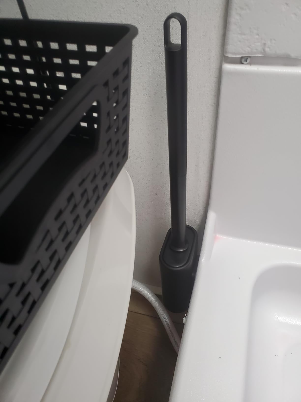 Silicone Toilet Brush and Holder Bendable Efficient Cleaning Wall Mounted Toilet Bowl Brush with Long Handle Brush Head and Silicone Bristles No Rusty Handles Problem (Black) Customer Review Silicone Toilet Brush and Holder Bendable Efficient Cleaning Wall Mounted Toilet Bowl Brush with Long Handle Brush Head and Silicone Bristles No Rusty Handles Problem (Black) - Customer Photo 1