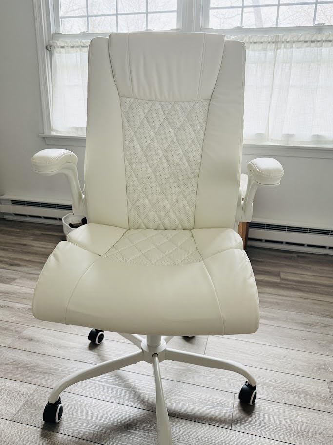 Marsail Executive Office Chair with Flip-up Armrests,PU Leather Ergonomic Desk Chair Height-Adjustable Swivel Rolling Computer Desk Chair,Black Customer Review Marsail Executive Office Chair with Flip-up Armrests,PU Leather Ergonomic Desk Chair Height-Adjustable Swivel Rolling Computer Desk Chair,Black - Customer Photo 1