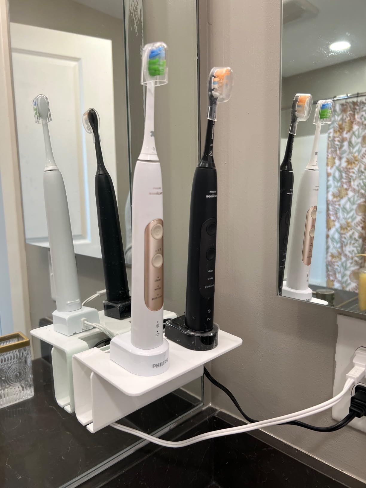 OAPRIRE Electric Toothbrush Holder for Bathroom, Acrylic Electric Toothbrush Holder Wall Mounted Come with Cable Organizer, Saving Space and Convenient Charging - White Customer Review OAPRIRE Electric Toothbrush Holder for Bathroom, Acrylic Electric Toothbrush Holder Wall Mounted Come with Cable Organizer, Saving Space and Convenient Charging - White - Customer Photo 1