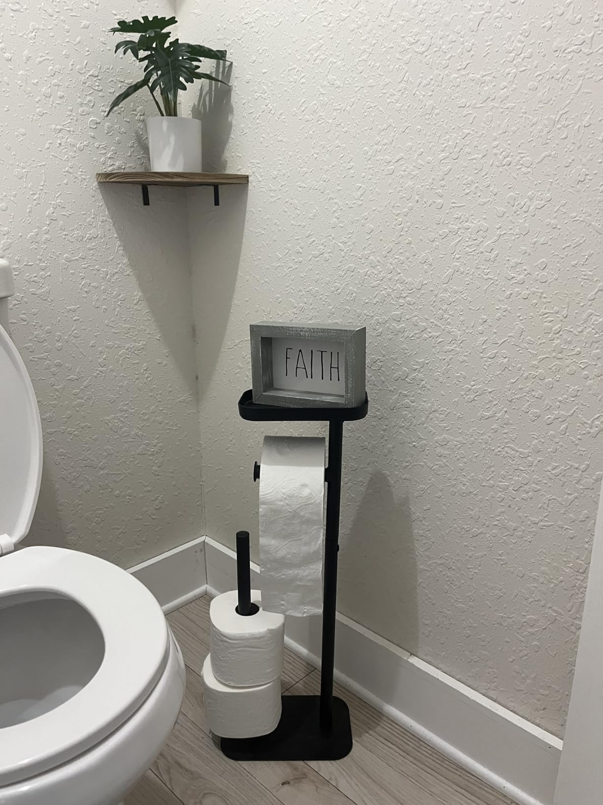 Kitsure Toilet Paper Holder Free Standing – Rustproof Metal Toilet Paper Stand for 4 Rolls with Anti-Slip Base and Shelf for Phone & Small Items, Bathroom Organizers and Storage, Medium, Black Customer Review Kitsure Toilet Paper Holder Free Standing – Rustproof Metal Toilet Paper Stand for 4 Rolls with Anti-Slip Base and Shelf for Phone & Small Items, Bathroom Organizers and Storage, Medium, Black - Customer Photo 1