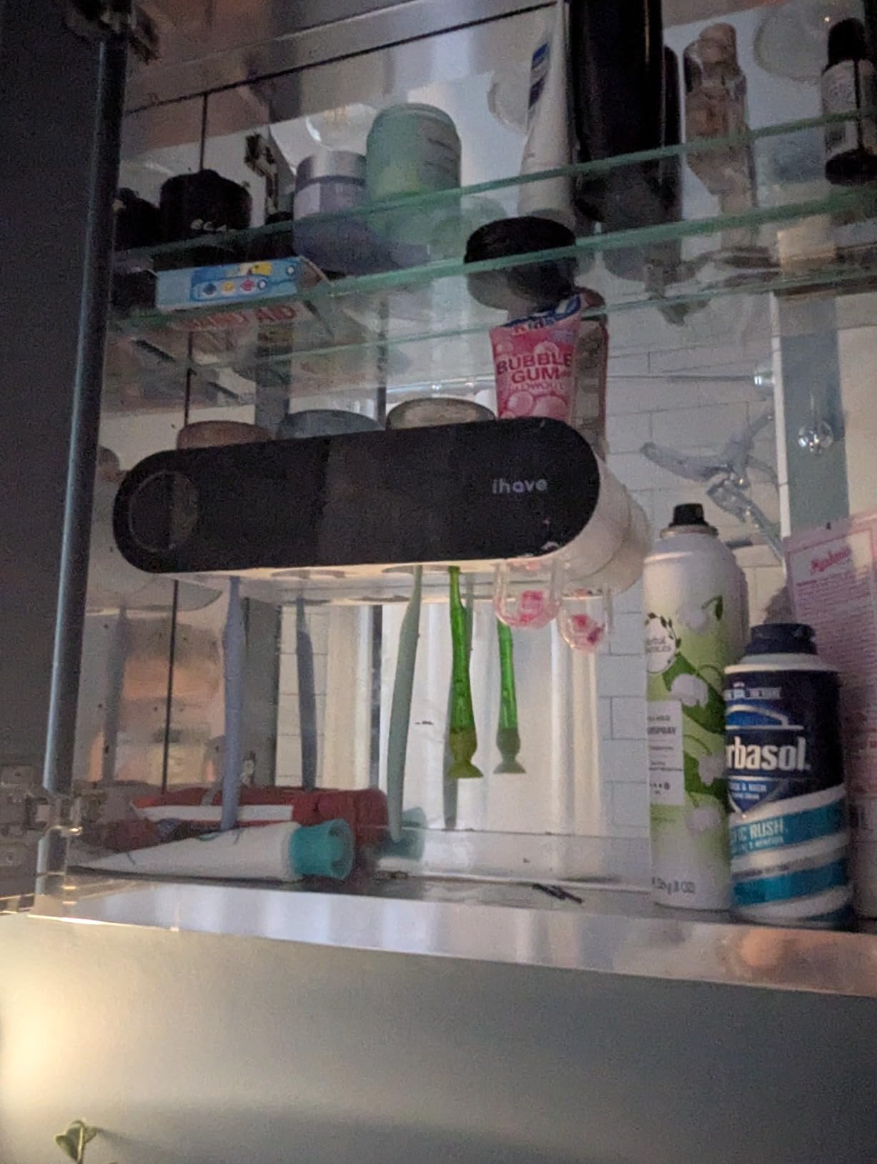 iHave Wall Mounted Electric Toothbrush Holders with 3 Cups, UV Sanitizer, Toothpaste Dispenser, Smart Home Bathroom Accessories & Decor, Black Customer Review iHave Wall Mounted Electric Toothbrush Holders with 3 Cups, UV Sanitizer, Toothpaste Dispenser, Smart Home Bathroom Accessories & Decor, Black - Customer Photo 2