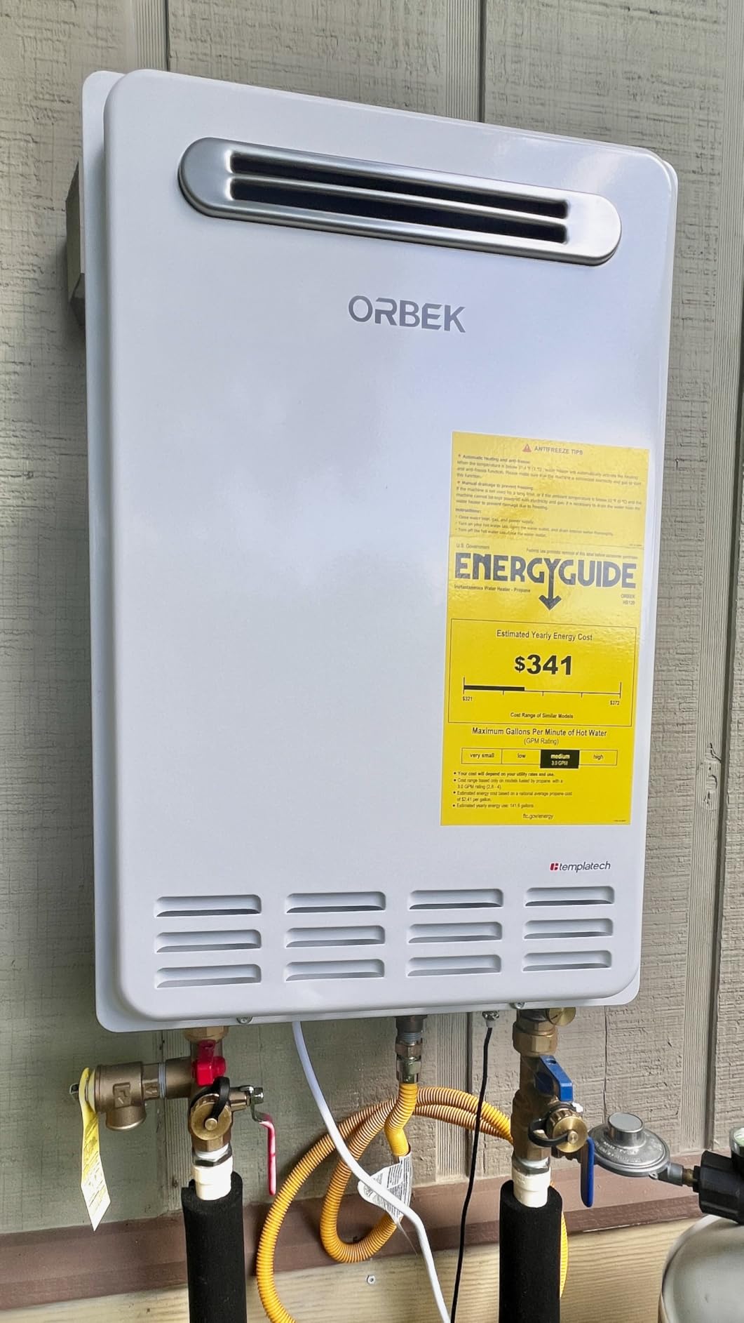 Natural Gas Tankless Water Heater - ORBEK 100,000 BTU Up to 4.3 GPM Indoor Installation - CSA Certified On-Demand Instant Hot Water Heater 3/4 Natural Gas Tankless Water Heater - ORBEK 100,000 BTU Up to 4.3 GPM Indoor Installation - CSA Certified On-Demand Instant Hot Water Heater 3/4