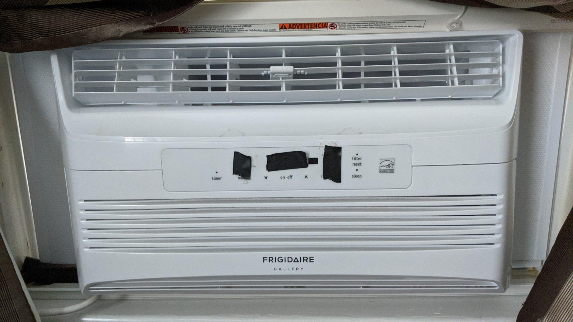 Frigidaire 6,000 BTU Window Air Conditioner & Dehumidifier, 115V, Cools up to 250 Sq. Ft. for Apartment, Dorm Room & Small/Medium Rooms, with Remote Control, Programmable Timer, and Sleep Mode, White Customer Review Frigidaire 6,000 BTU Window Air Conditioner & Dehumidifier, 115V, Cools up to 250 Sq. Ft. for Apartment, Dorm Room & Small/Medium Rooms, with Remote Control, Programmable Timer, and Sleep Mode, White - Customer Photo 1