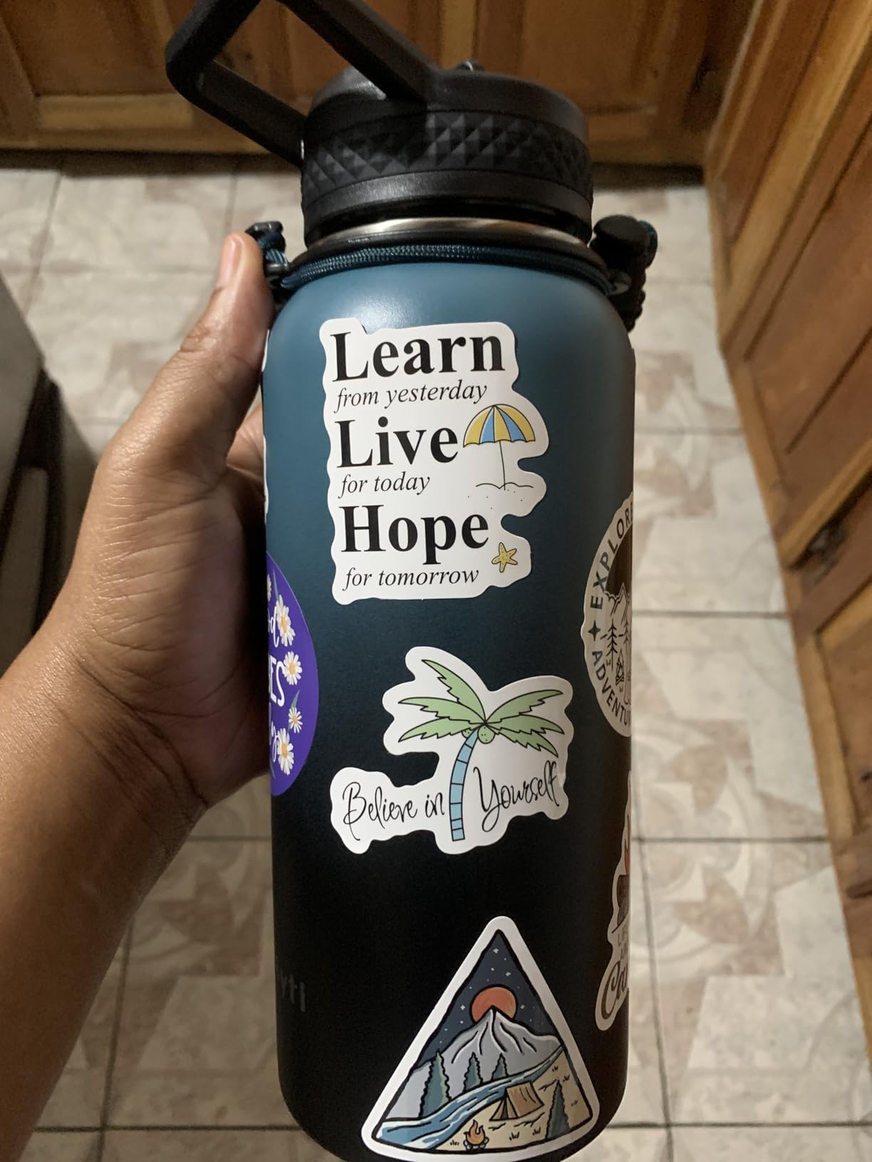 One Gallon Water Bottle Insulated, Triple Wall Vacuum Cold for 48 Hrs & Leak-proof & Non-BPA, 128oz Large Sports Stainless Steel Water Jug with Paracord Handle Straw Spout Lids & DIY Stickers Customer Review One Gallon Water Bottle Insulated, Triple Wall Vacuum Cold for 48 Hrs & Leak-proof & Non-BPA, 128oz Large Sports Stainless Steel Water Jug with Paracord Handle Straw Spout Lids & DIY Stickers - Customer Photo 5