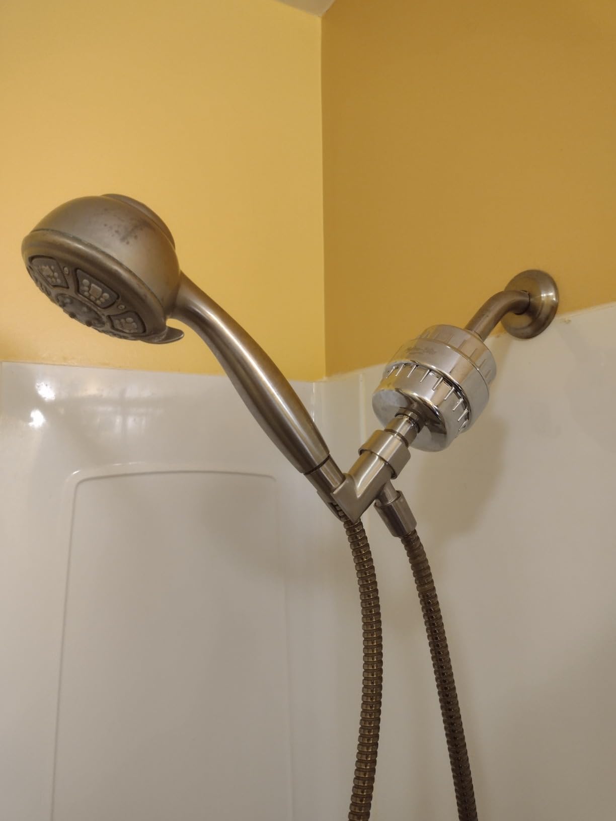 OFFO Shower Head Holder All Metal for Handheld Shower Head, Adjustable Shower Arm Mount with Solid Brass Pivot Ball, 1/2 in IPS Female Inlet and Male Outlet, Chrome Customer Review OFFO Shower Head Holder All Metal for Handheld Shower Head, Adjustable Shower Arm Mount with Solid Brass Pivot Ball, 1/2 in IPS Female Inlet and Male Outlet, Chrome - Customer Photo 2